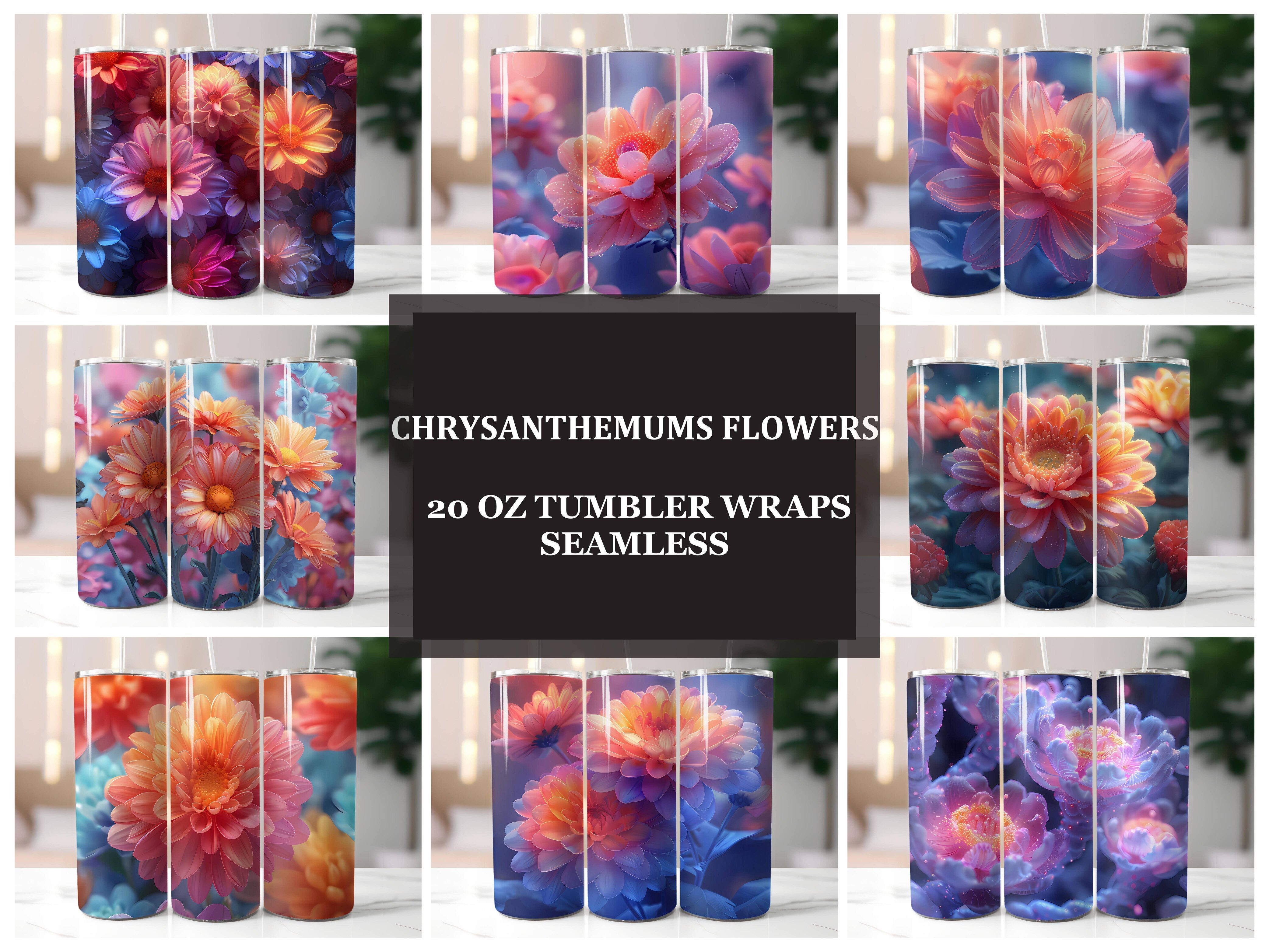 Chrysanthemums Flowers Tumbler Wrap - CraftNest - Digital Crafting and Art