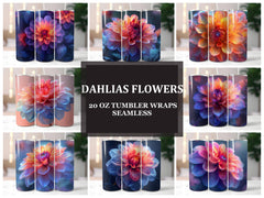 Dahlias Flowers Tumbler Wrap - CraftNest - Digital Crafting and Art