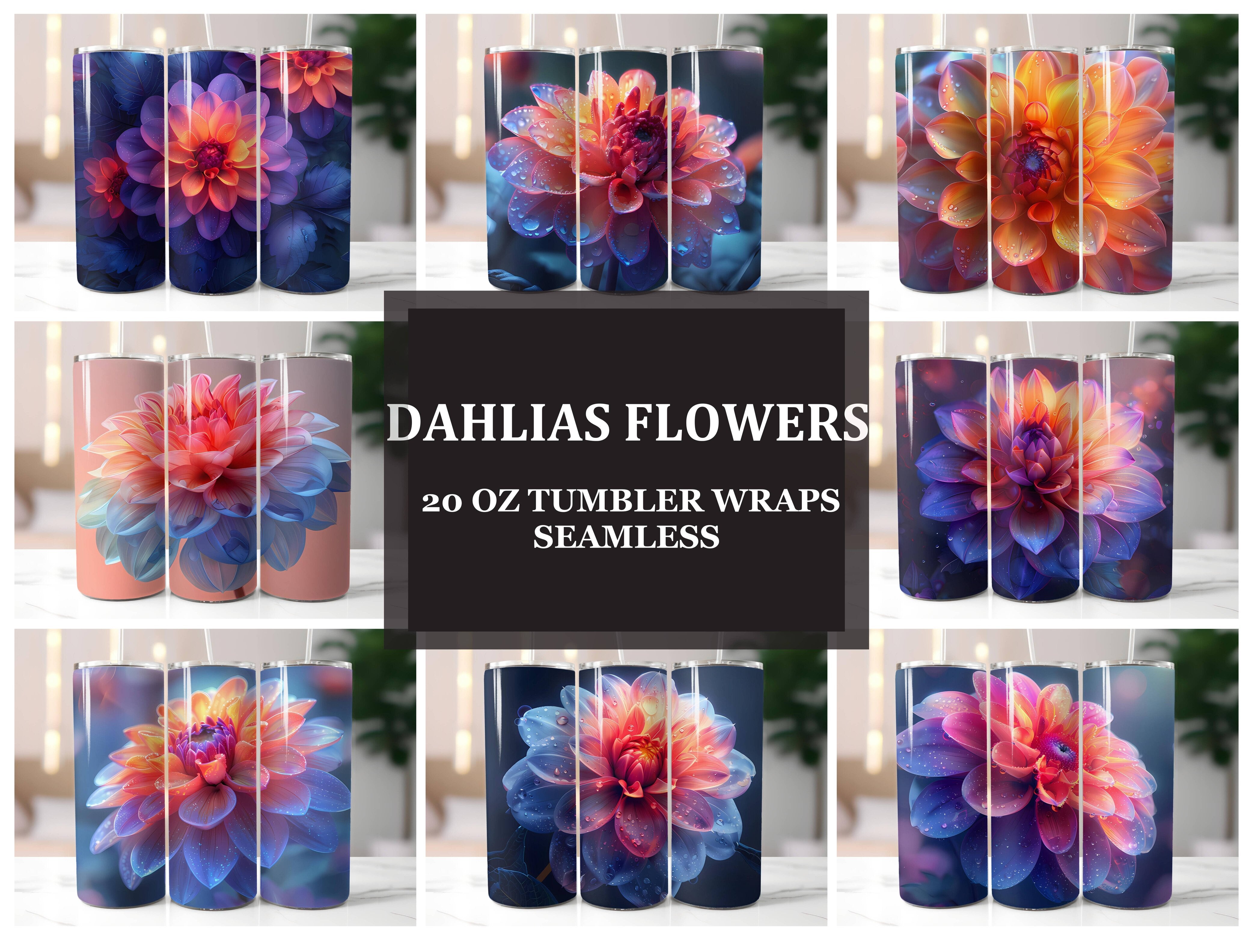 Dahlias Flowers Tumbler Wrap - CraftNest - Digital Crafting and Art