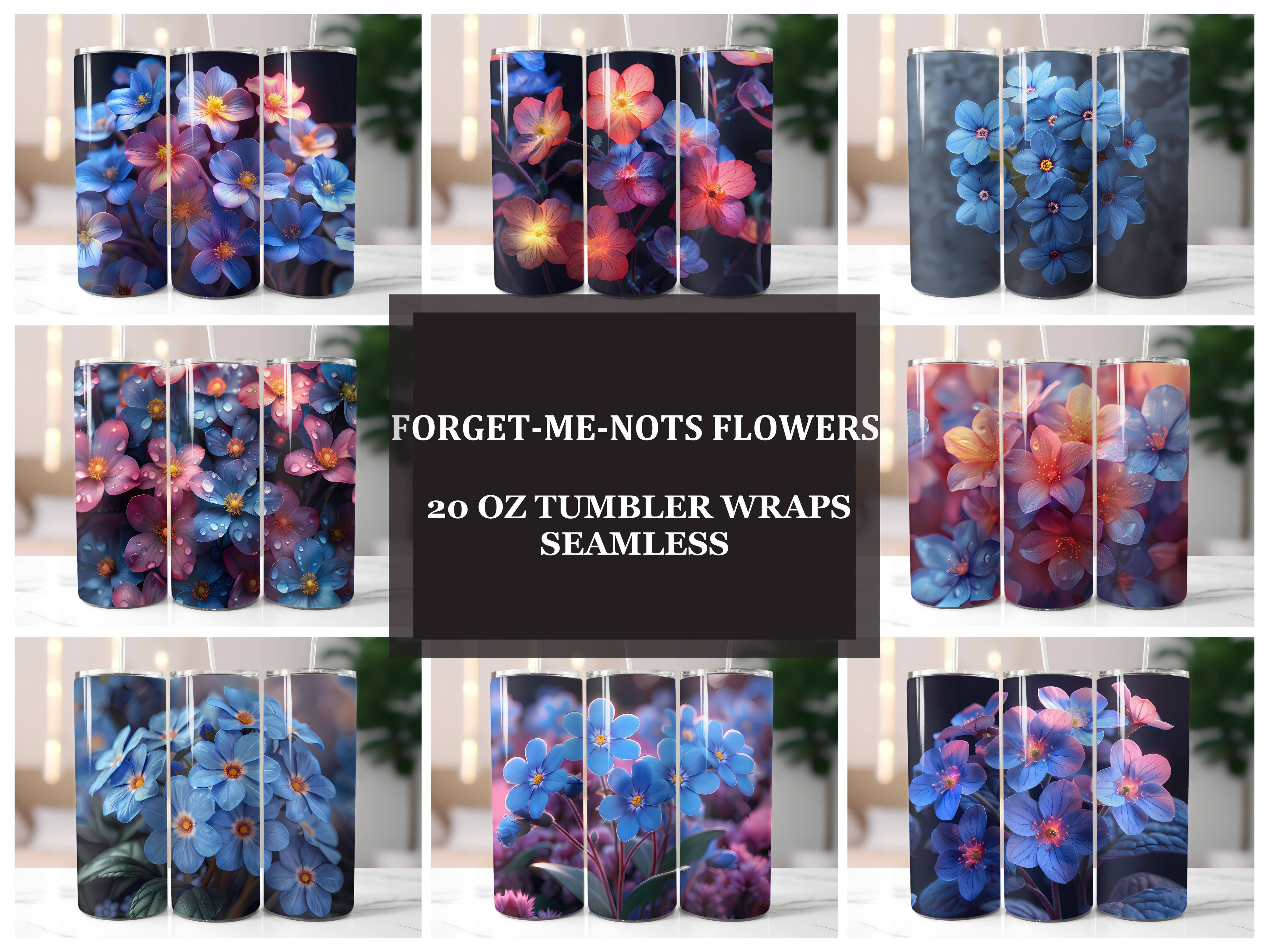 Forget-Me-Nots Flowers Tumbler Wrap - CraftNest - Digital Crafting and Art