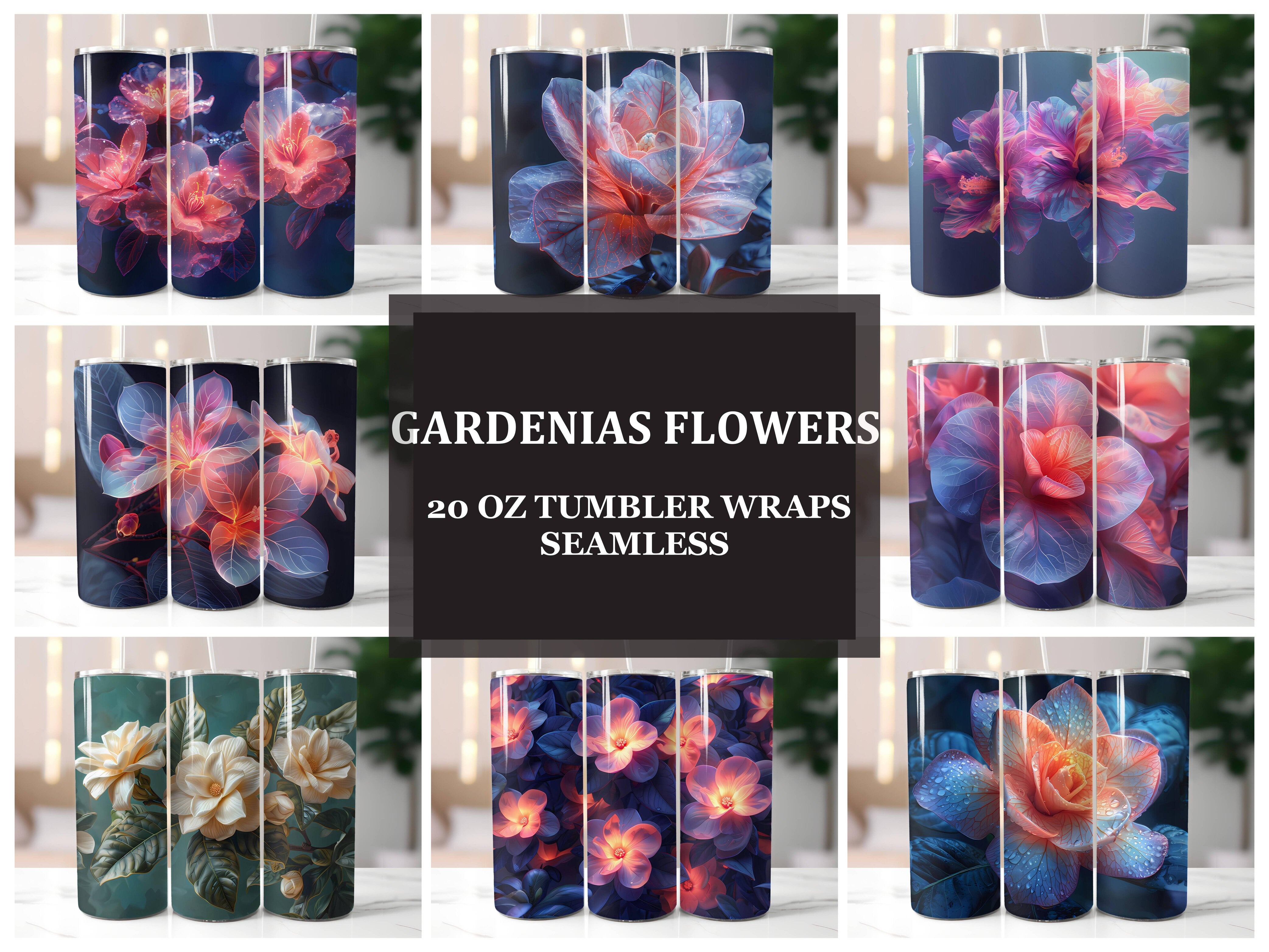 Gardenias Flowers Tumbler Wrap - CraftNest - Digital Crafting and Art