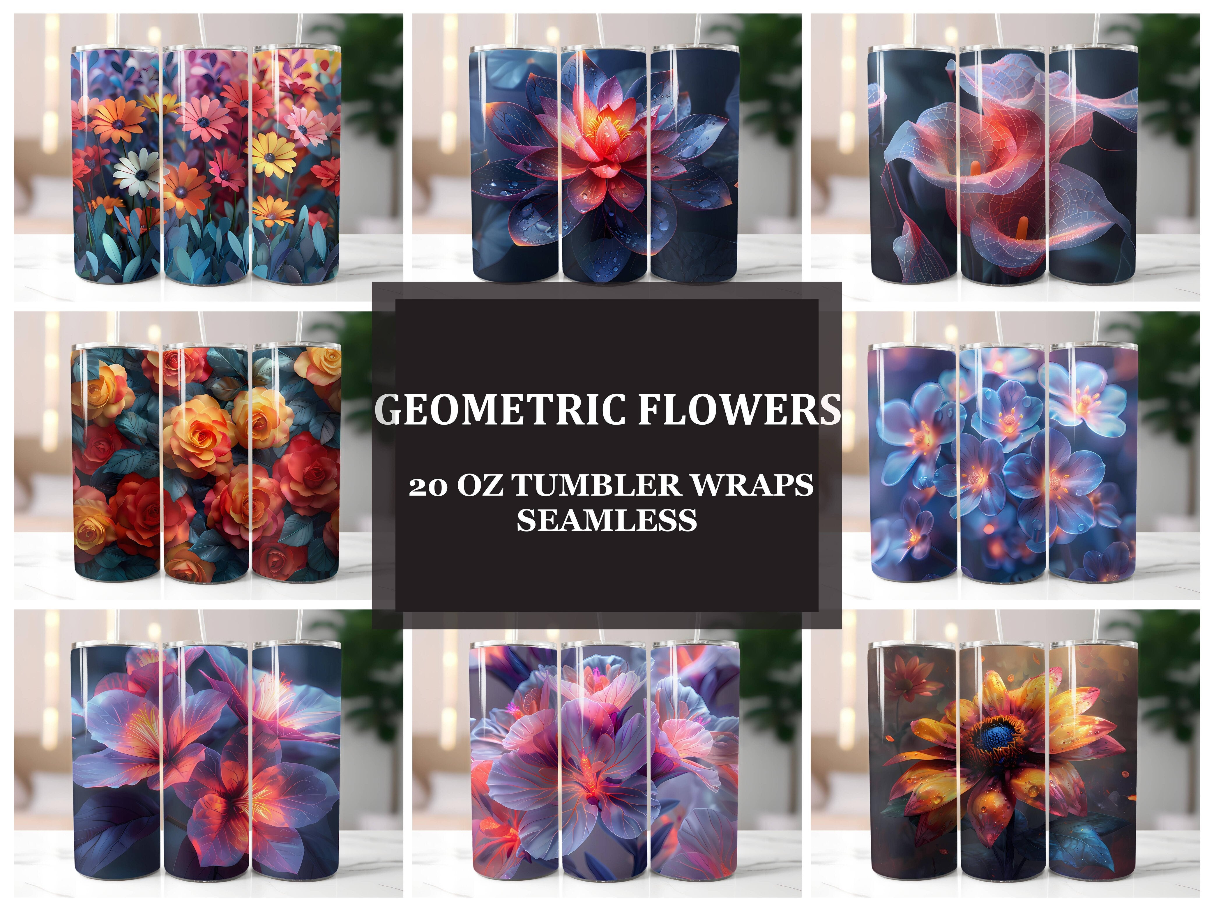 Geometric Flowers Tumbler Wrap - CraftNest - Digital Crafting and Art