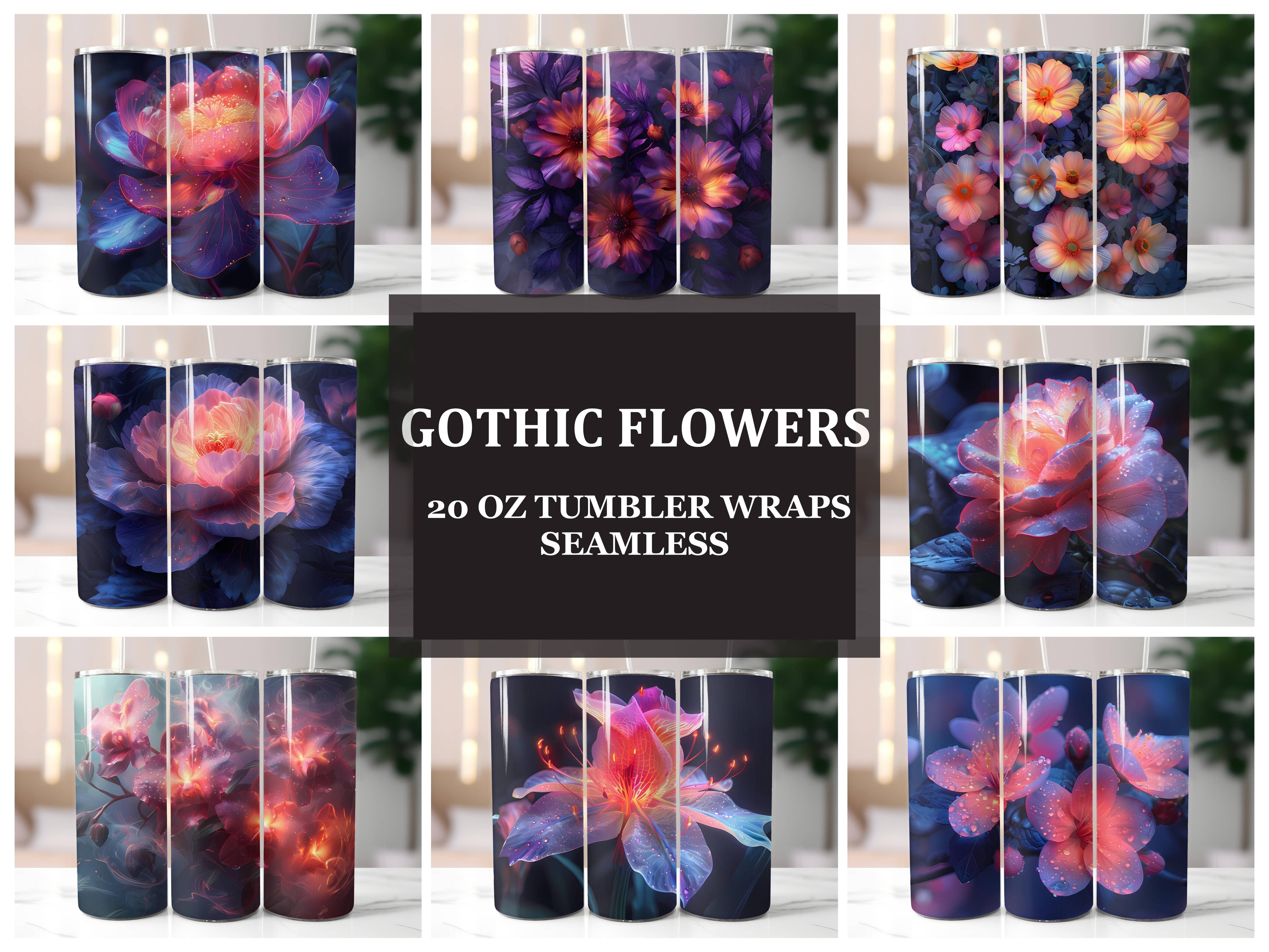 Gothic Flowers Tumbler Wrap - CraftNest - Digital Crafting and Art