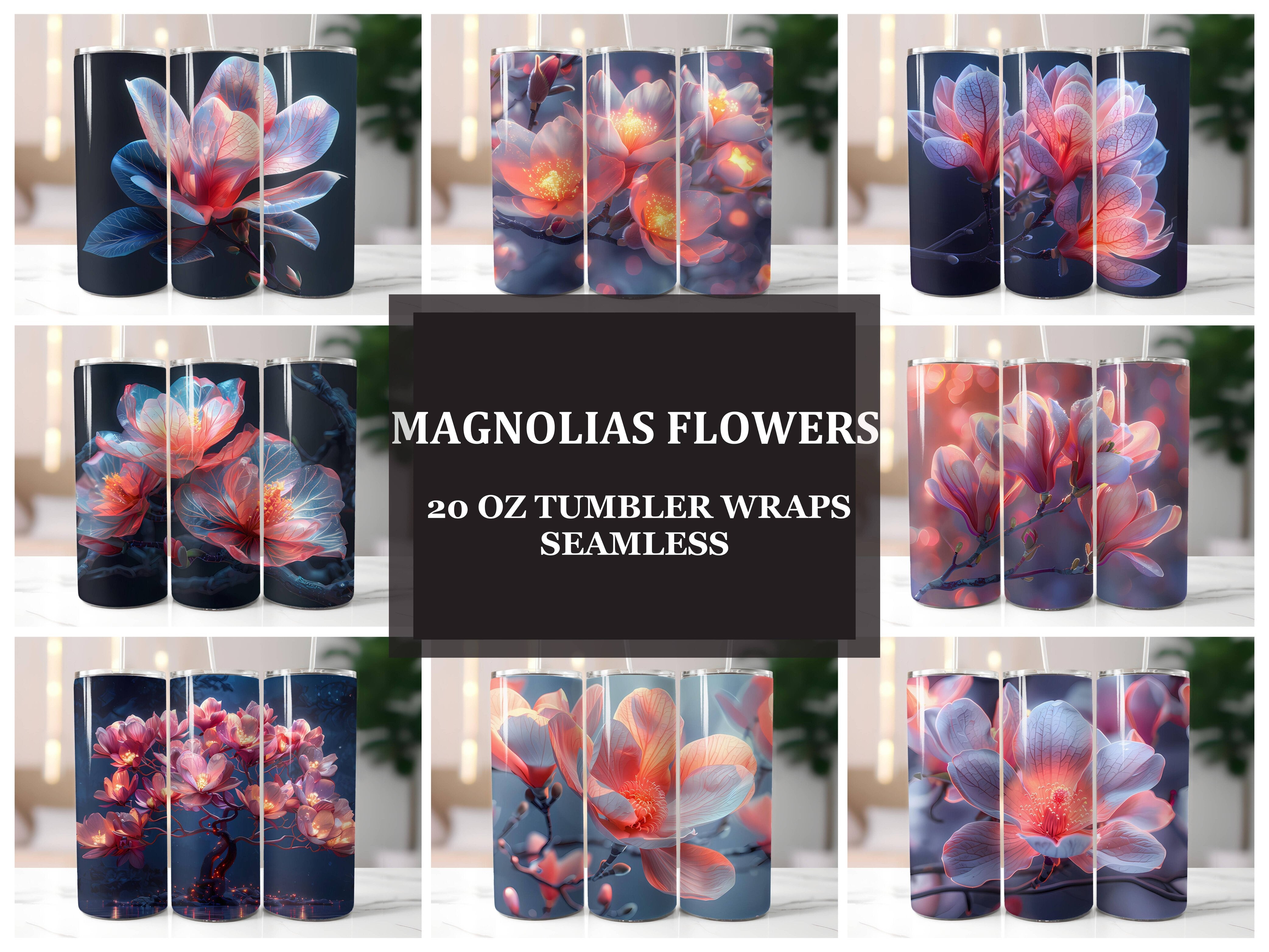 Magnolias Flowers Tumbler Wrap - CraftNest - Digital Crafting and Art