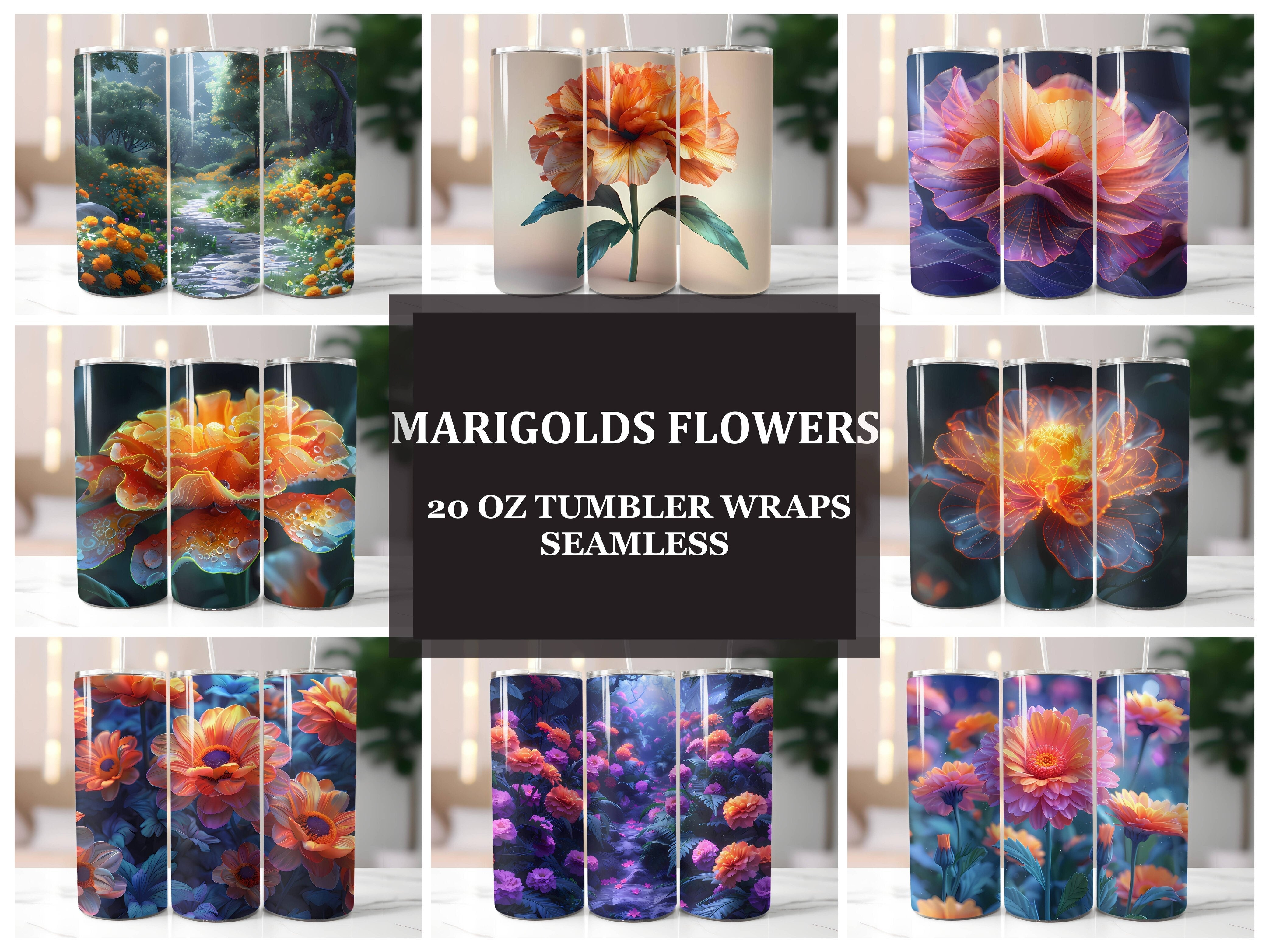 Marigolds Flowers Tumbler Wrap - CraftNest - Digital Crafting and Art