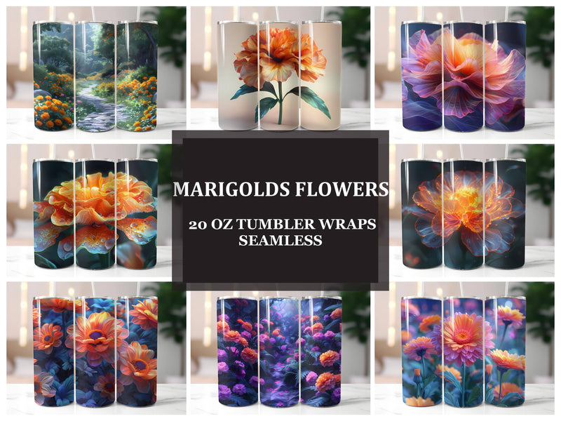 Marigolds Flowers Tumbler Wrap - CraftNest - Digital Crafting and Art