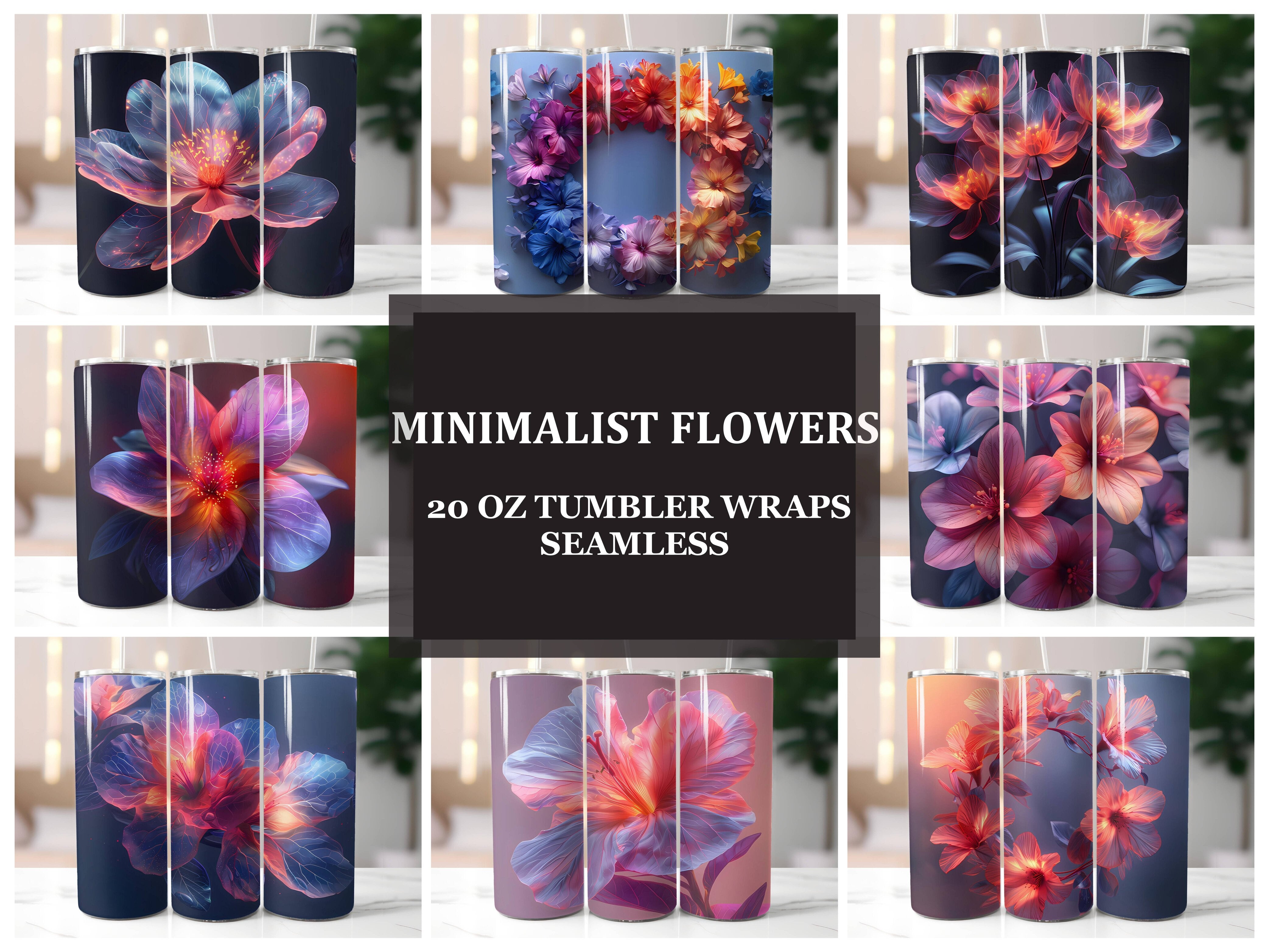 Minimalist Flowers Tumbler Wrap - CraftNest - Digital Crafting and Art