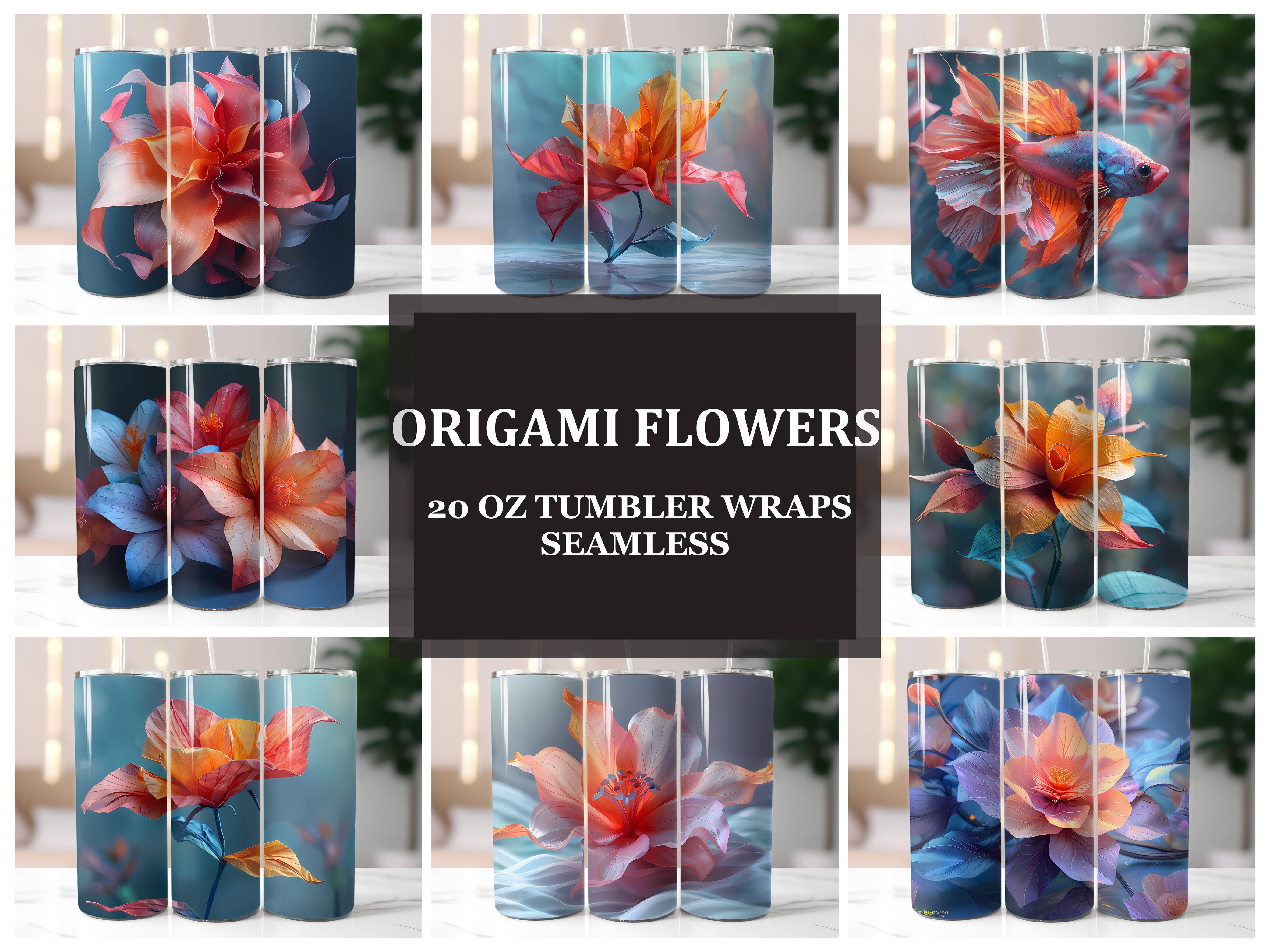 Origami Flowers Tumbler Wrap - CraftNest - Digital Crafting and Art