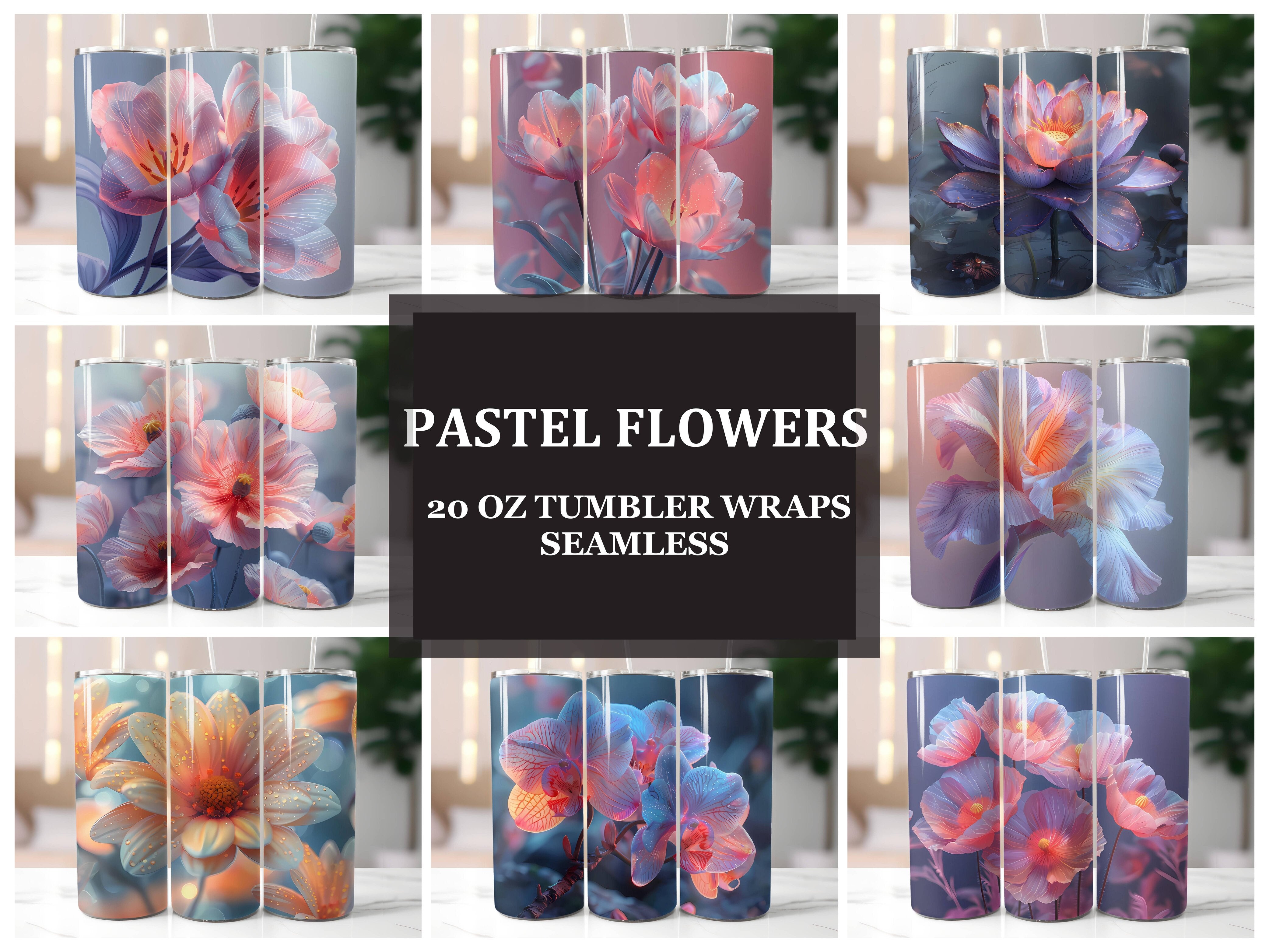Pastel Flowers Tumbler Wrap - CraftNest - Digital Crafting and Art