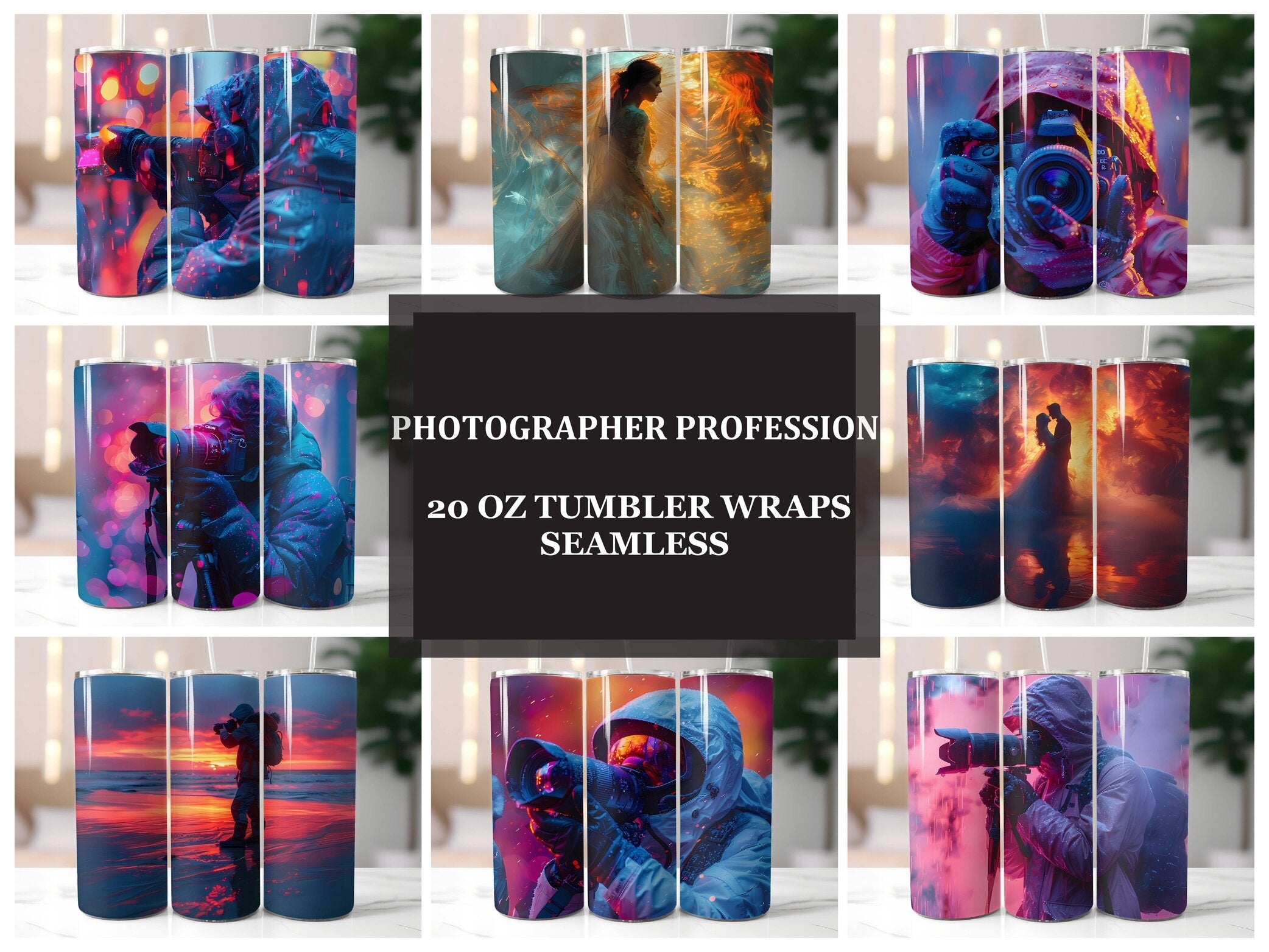 Photographer Profession 3 Tumbler Wrap - CraftNest - Digital Crafting and Art