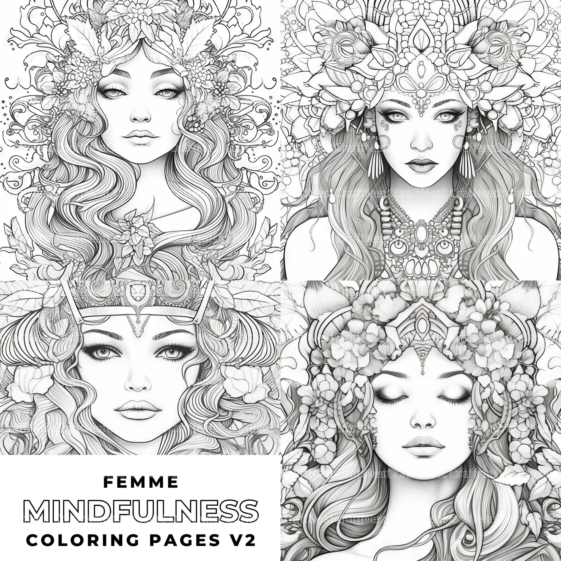 Femme Portrait Coloring Book - CraftNest - Digital Crafting and Art