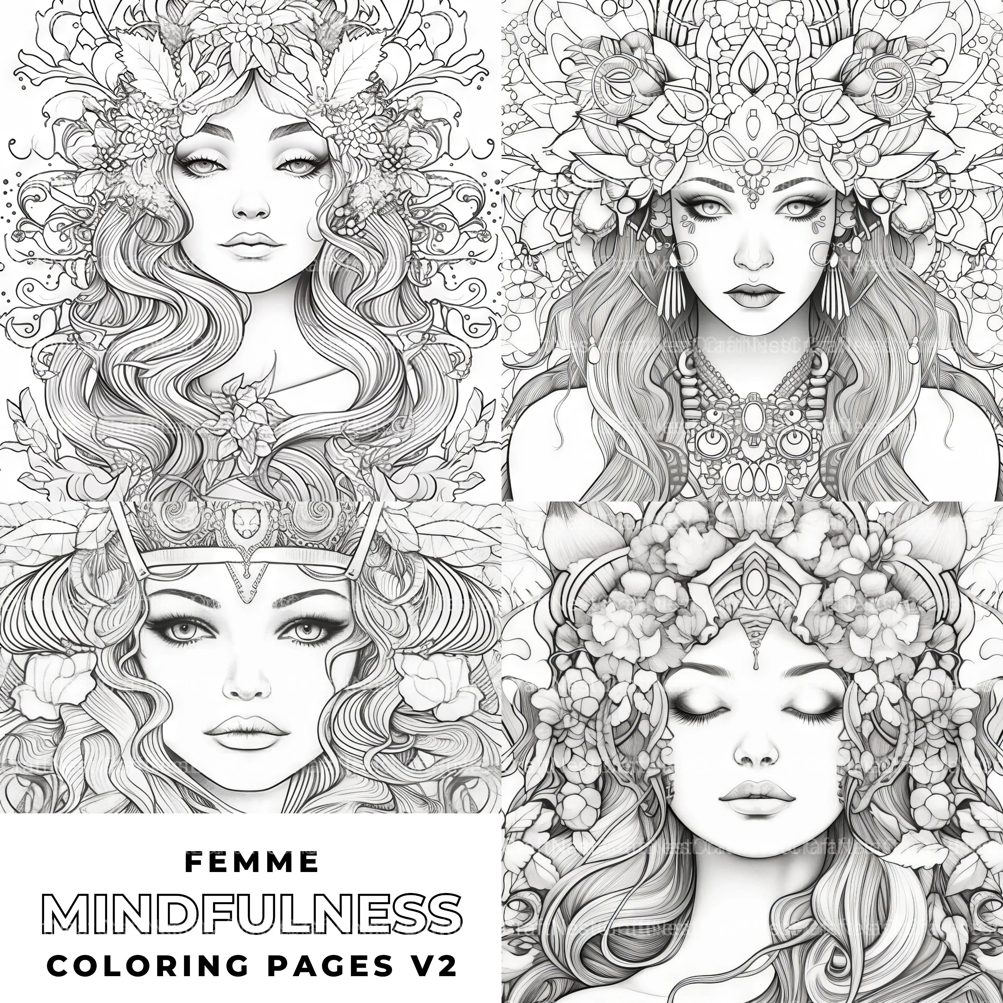 Femme Portrait Coloring Book - CraftNest - Digital Crafting and Art