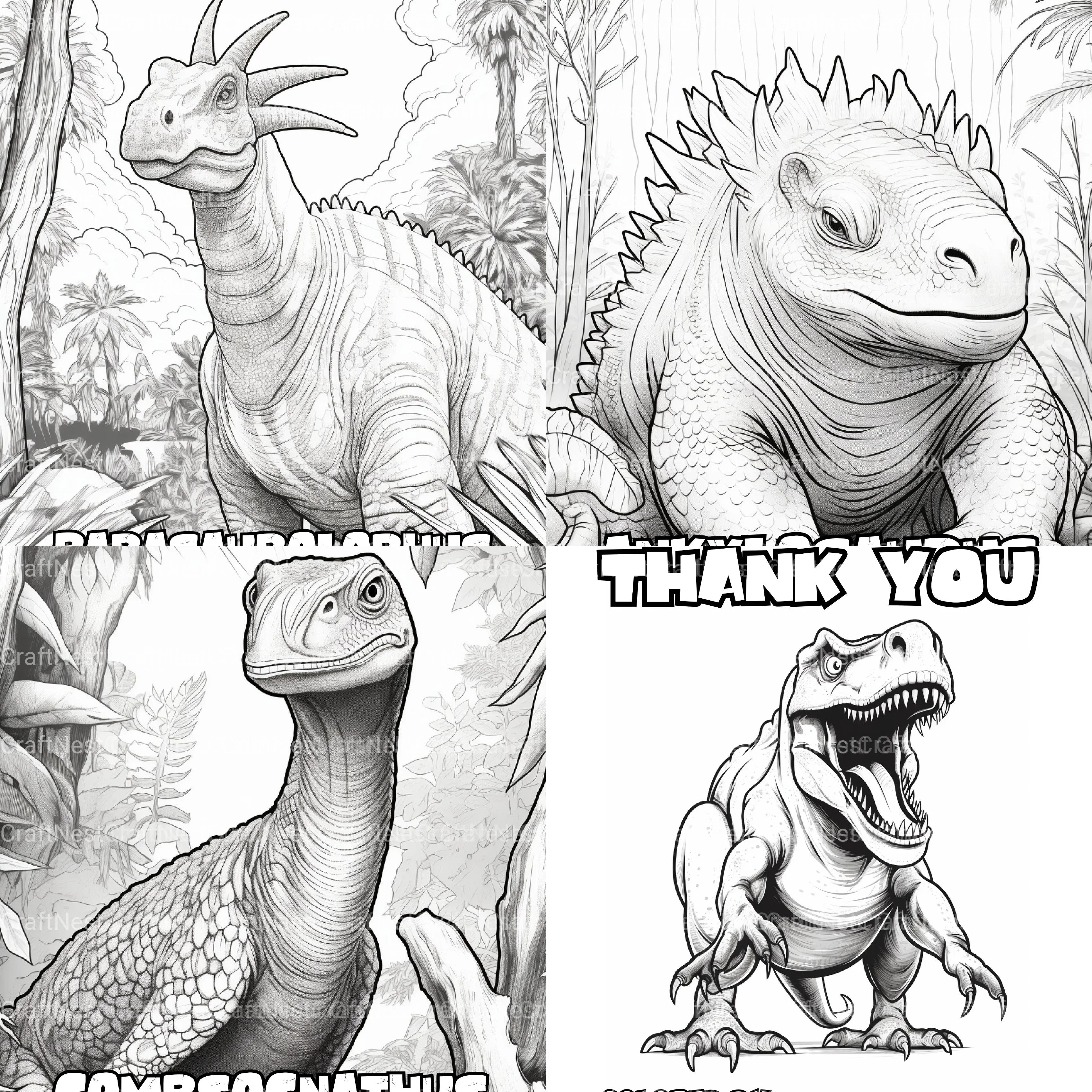 Kids Dinosaur Coloring Book - CraftNest - Digital Crafting and Art