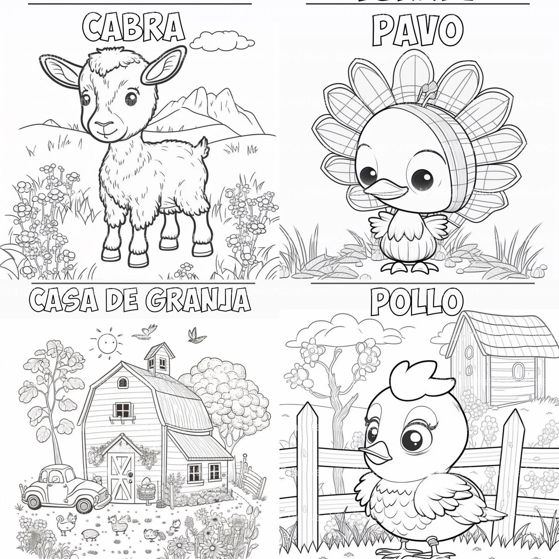 Barnyard Animals Learning Coloring Book - CraftNest - Digital Crafting and Art