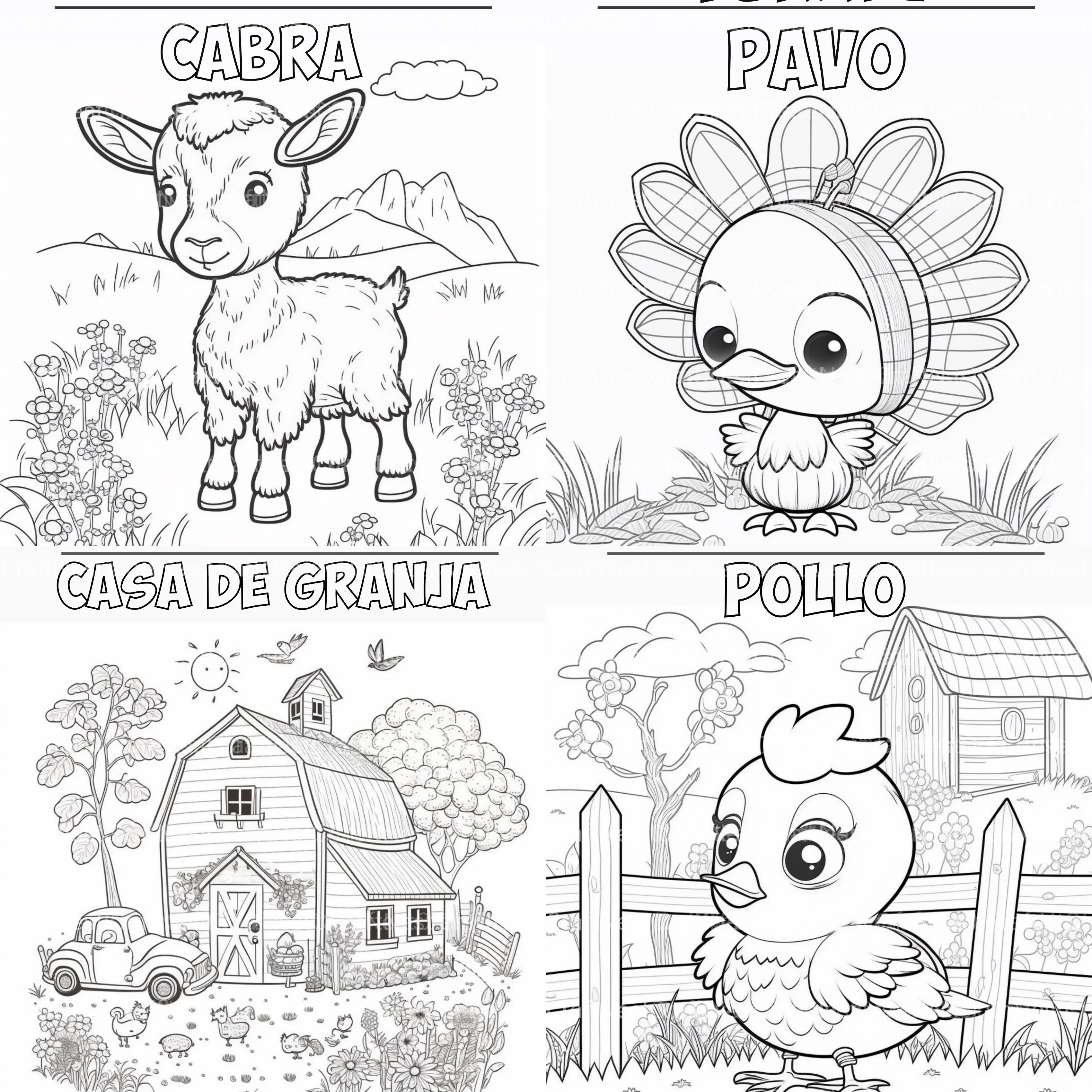 Barnyard Animals Learning Coloring Book - CraftNest - Digital Crafting and Art