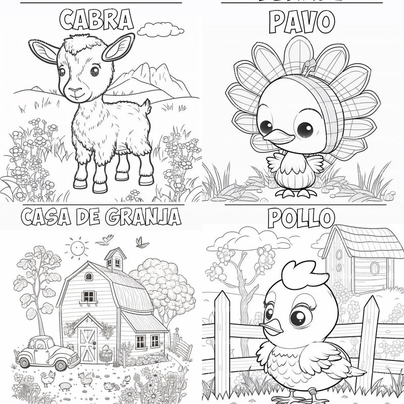 Barnyard Animals Learning Coloring Book - CraftNest - Digital Crafting and Art