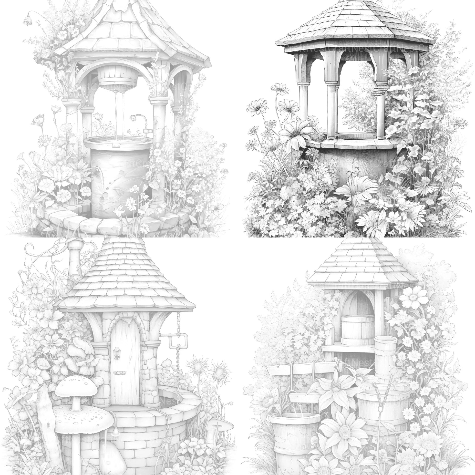 Wishing Well Coloring Book - CraftNest - Digital Crafting and Art