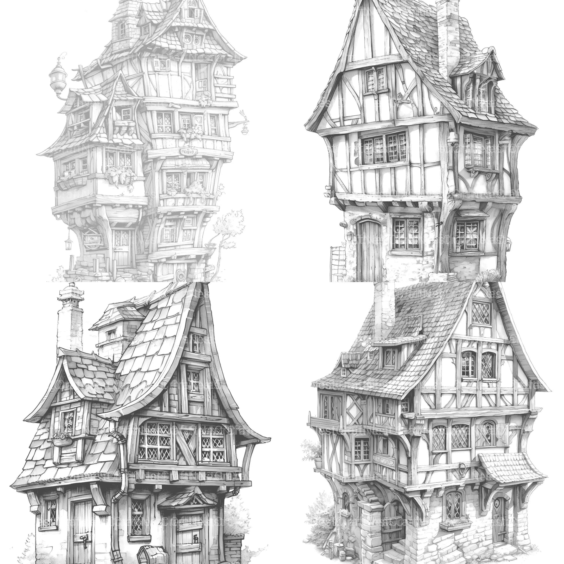 Medieval Tiny House Coloring Book - CraftNest - Digital Crafting and Art