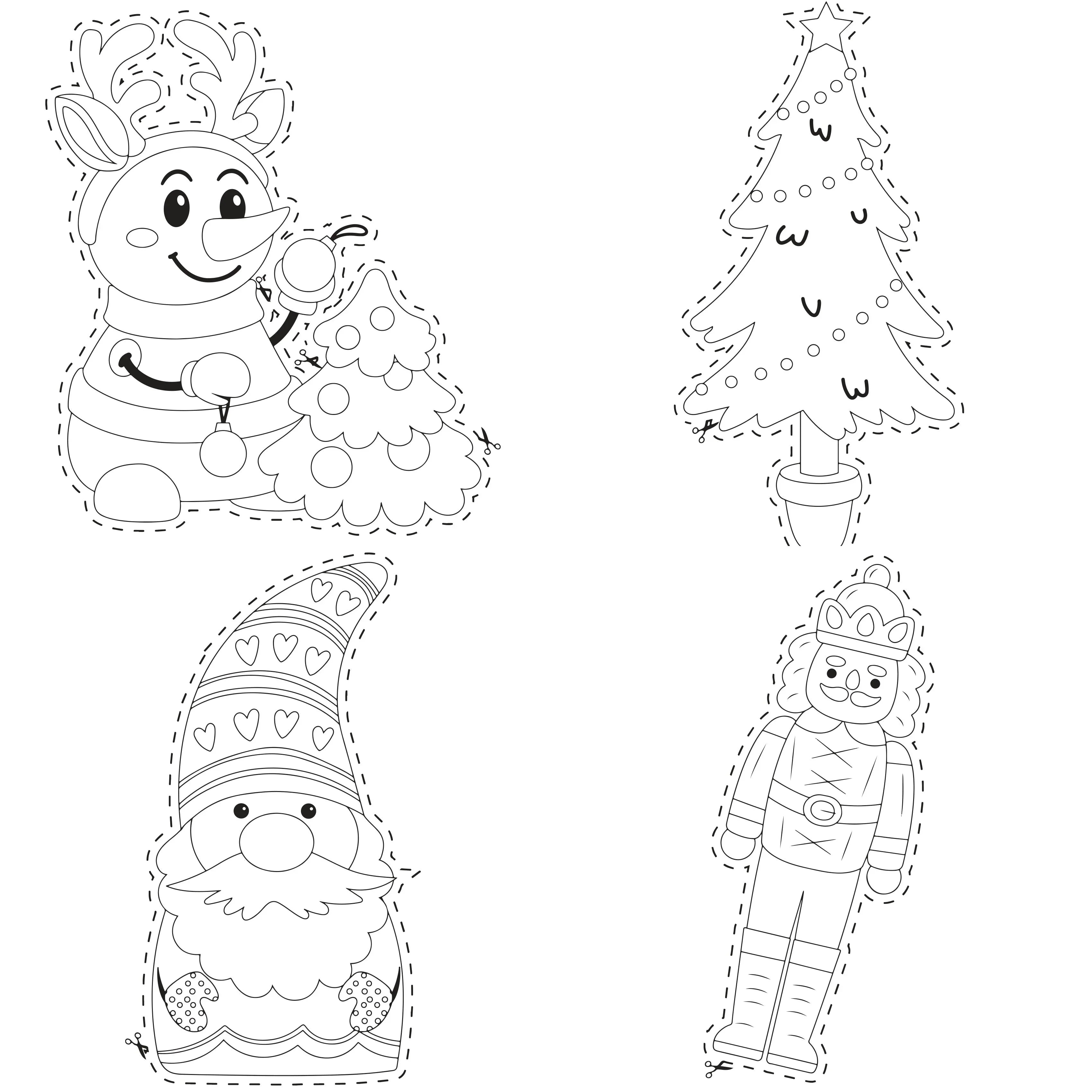 Kids Christmas Scissor Skill Coloring Book