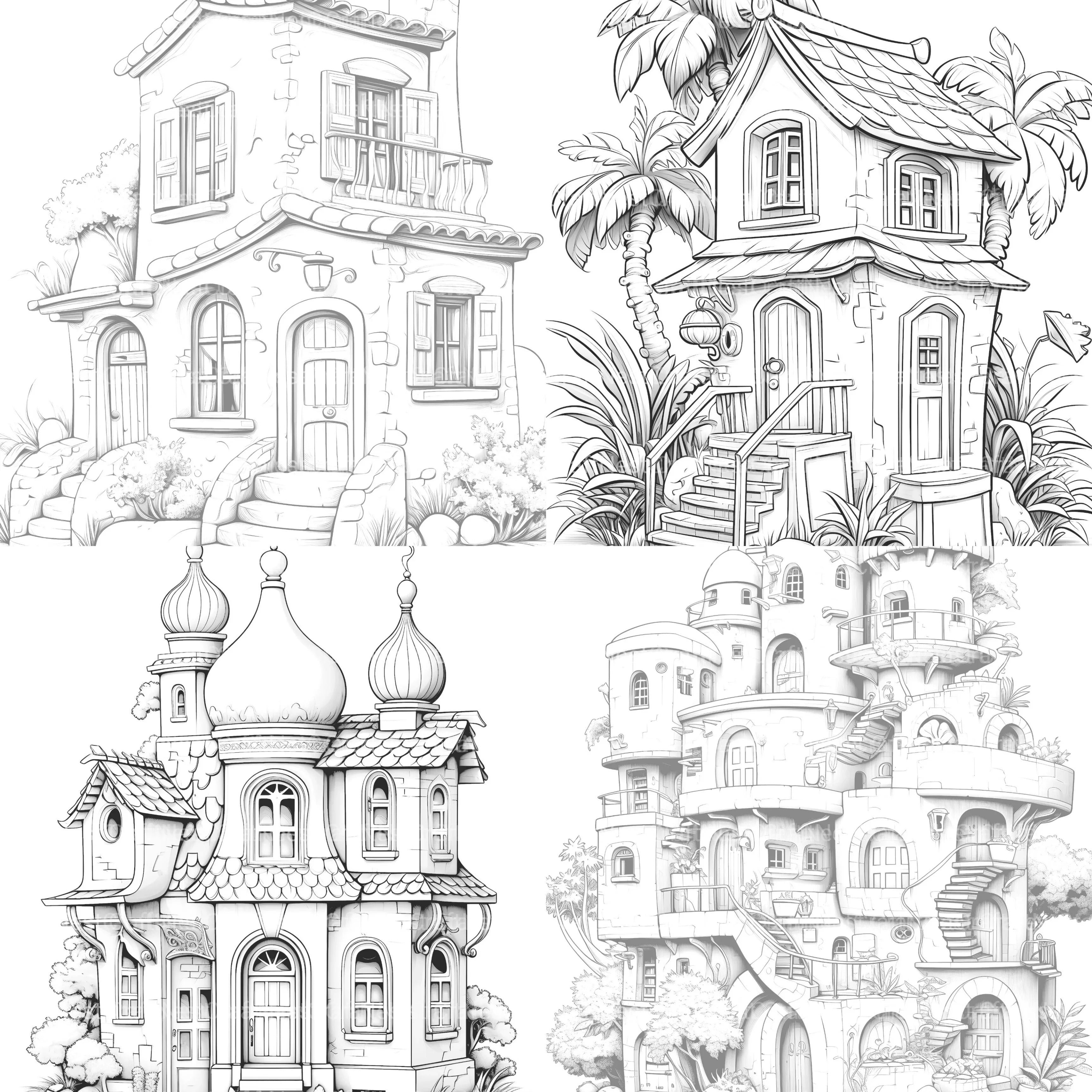 Mixed Tiny House Coloring Book - CraftNest - Digital Crafting and Art