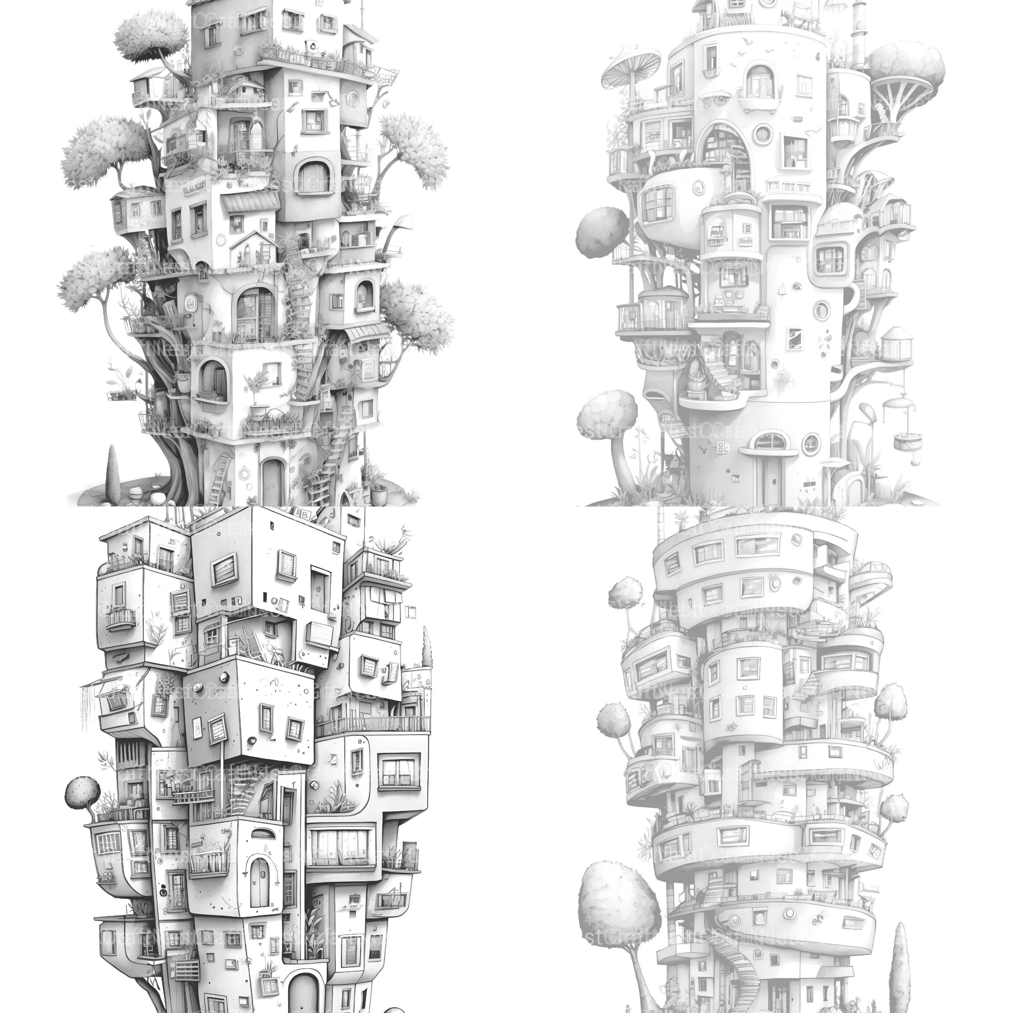 Condominium Tiny House Coloring Book - CraftNest - Digital Crafting and Art