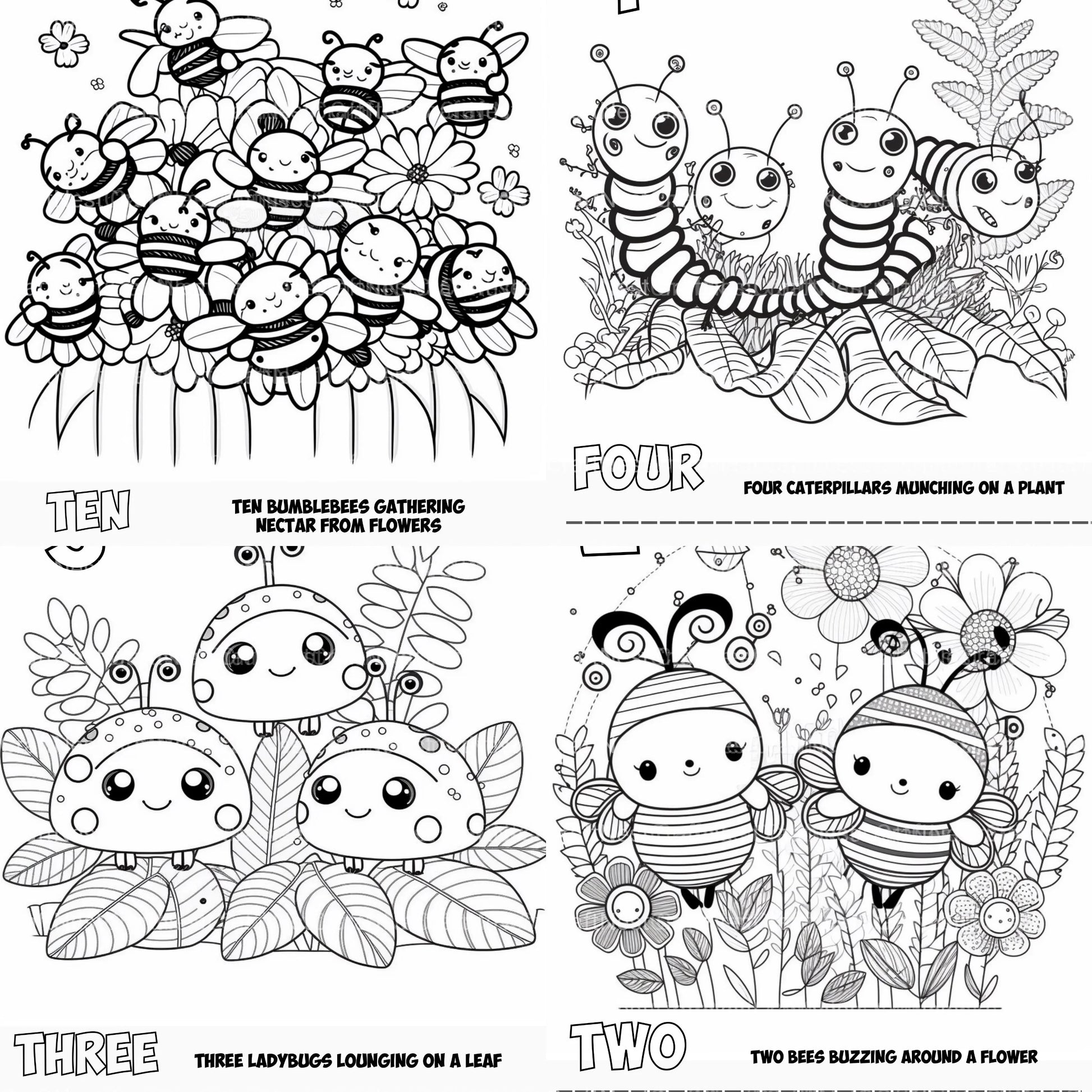 Bilingual Numbers Garden Coloring Book - CraftNest - Digital Crafting and Art