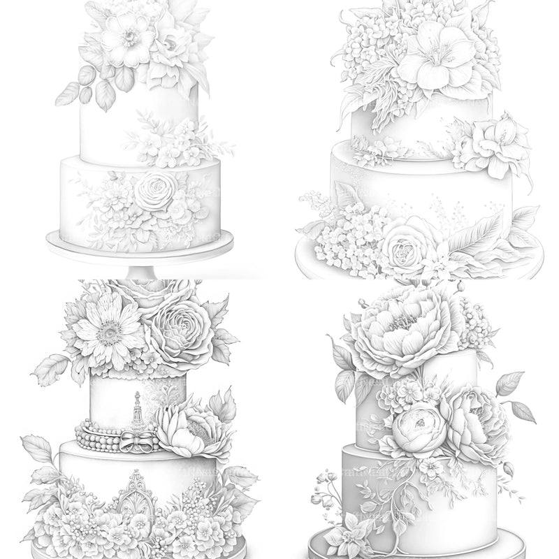 Floral Wedding Cake Coloring Book - CraftNest - Digital Crafting and Art