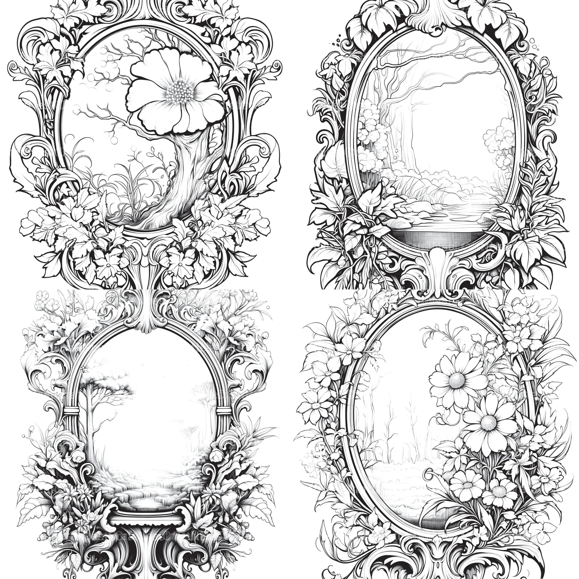 Blooming Mirror Coloring Book - CraftNest - Digital Crafting and Art
