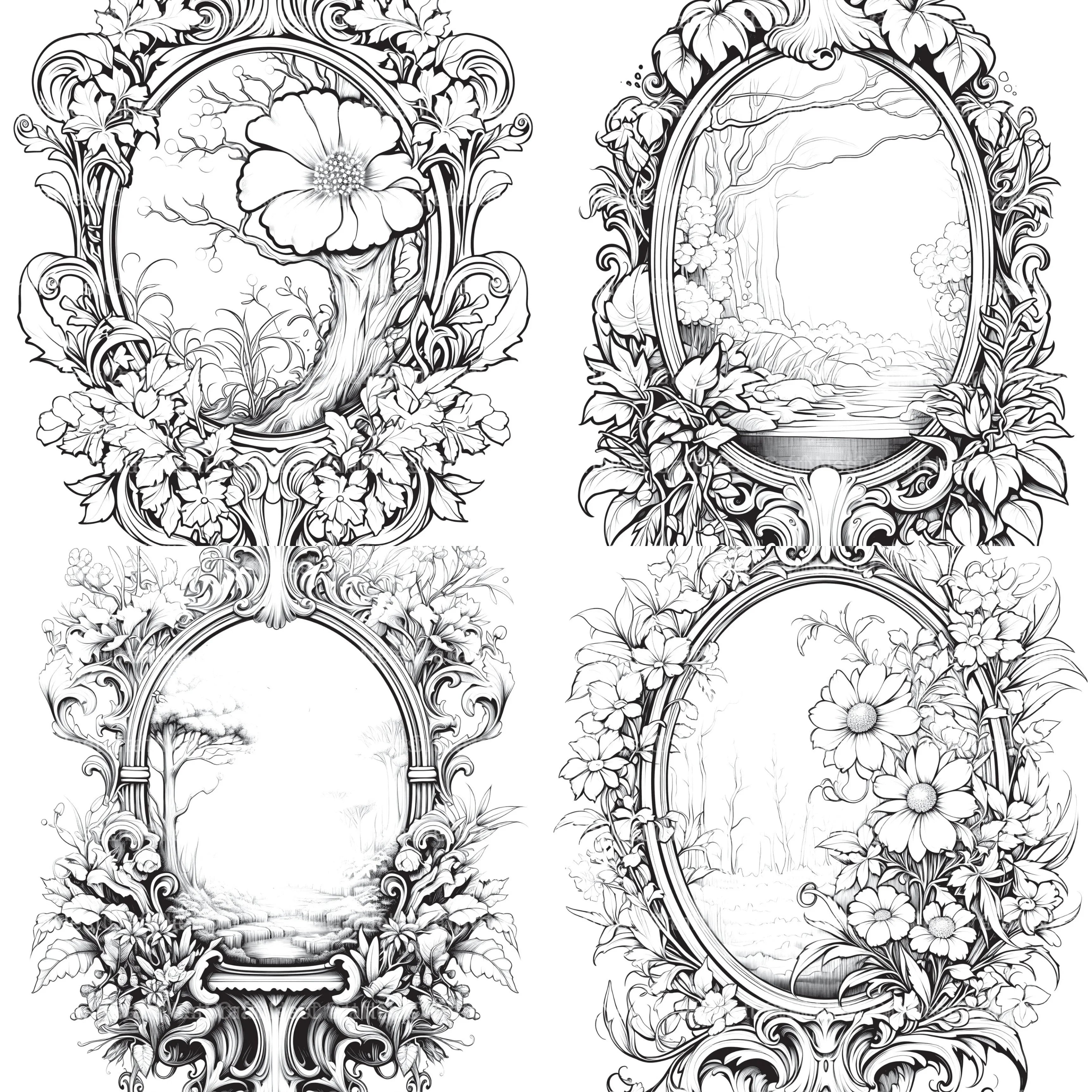 Blooming Mirror Coloring Book - CraftNest - Digital Crafting and Art