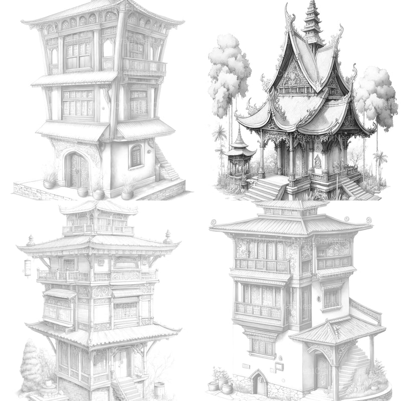Tibetan Tiny House Coloring Book - CraftNest - Digital Crafting and Art