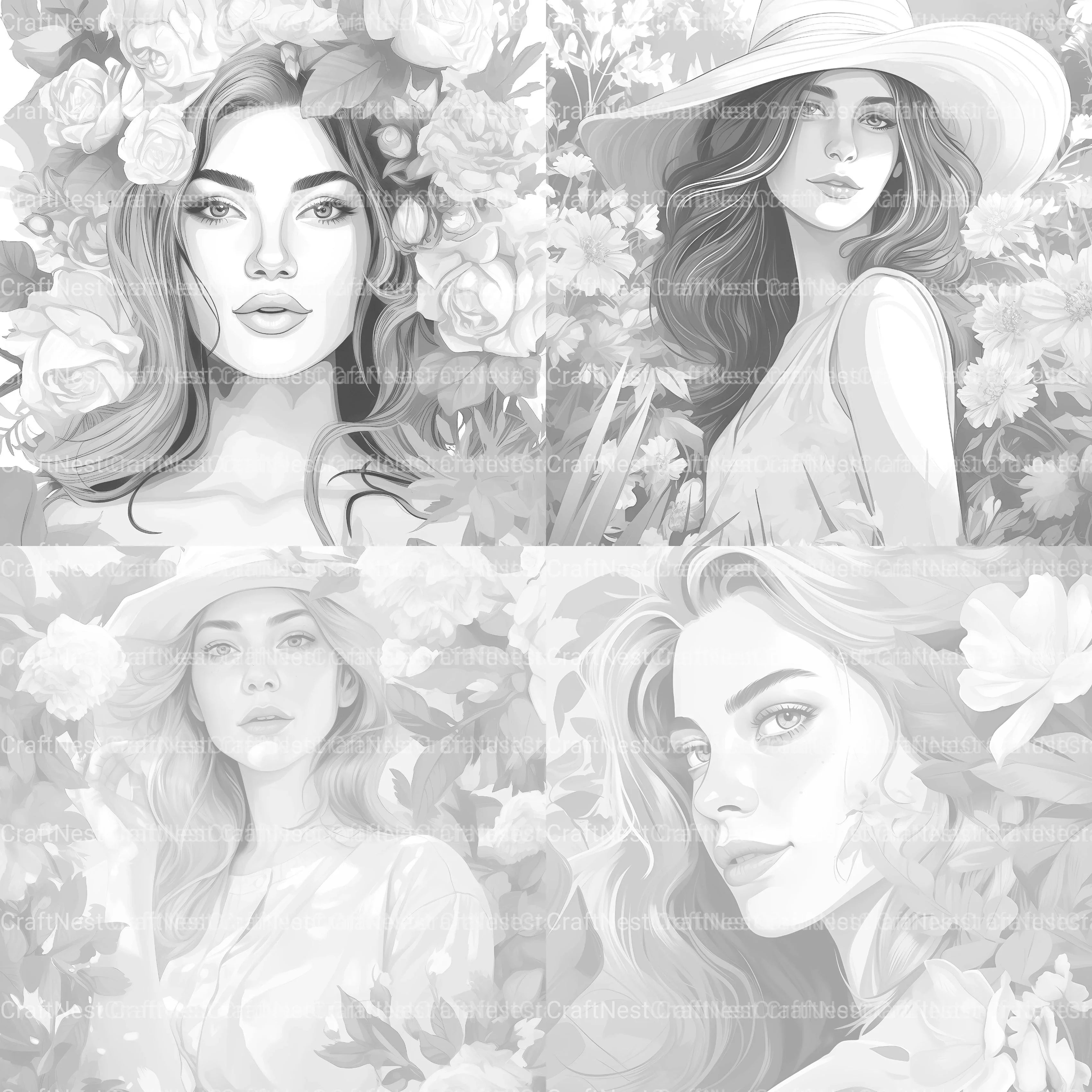 Beautiful Woman Coloring Book - CraftNest - Digital Crafting and Art