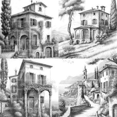 Italian Houses Coloring Book - CraftNest - Digital Crafting and Art