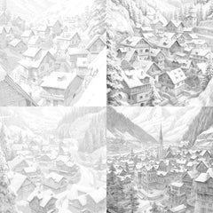 Winter Villages Coloring Book - CraftNest - Digital Crafting and Art