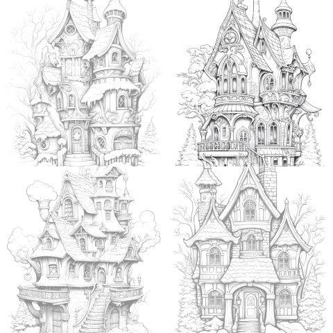 Winter Houses Coloring Book - CraftNest - Digital Crafting and Art