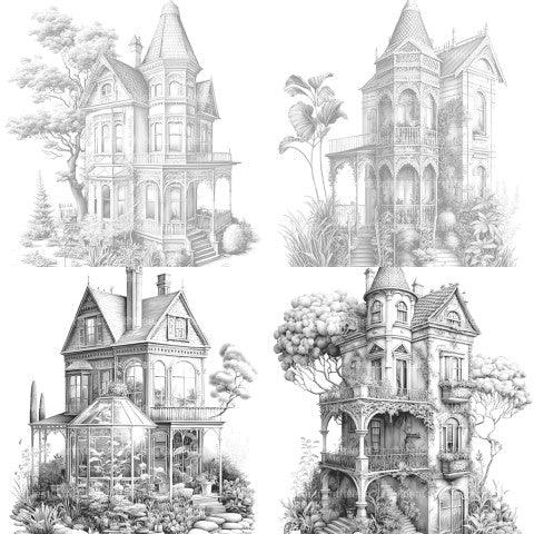 Intricate Garden Houses Coloring Book - CraftNest - Digital Crafting and Art
