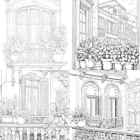Mediterranean Windows Coloring Book - CraftNest - Digital Crafting and Art