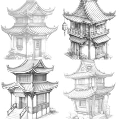 Chinese Tiny House Coloring Book - CraftNest - Digital Crafting and Art