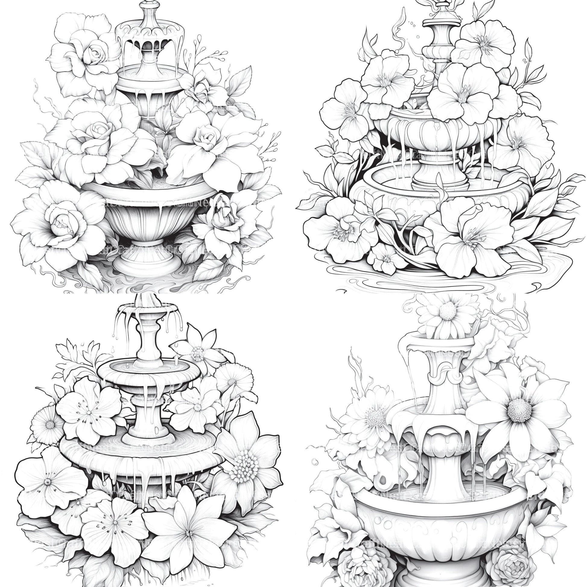 Blooming Fountain Coloring Book - CraftNest - Digital Crafting and Art