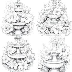 Blooming Fountain Coloring Book - CraftNest - Digital Crafting and Art
