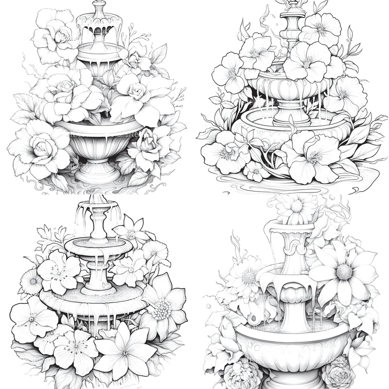 Blooming Fountain Coloring Book - CraftNest - Digital Crafting and Art