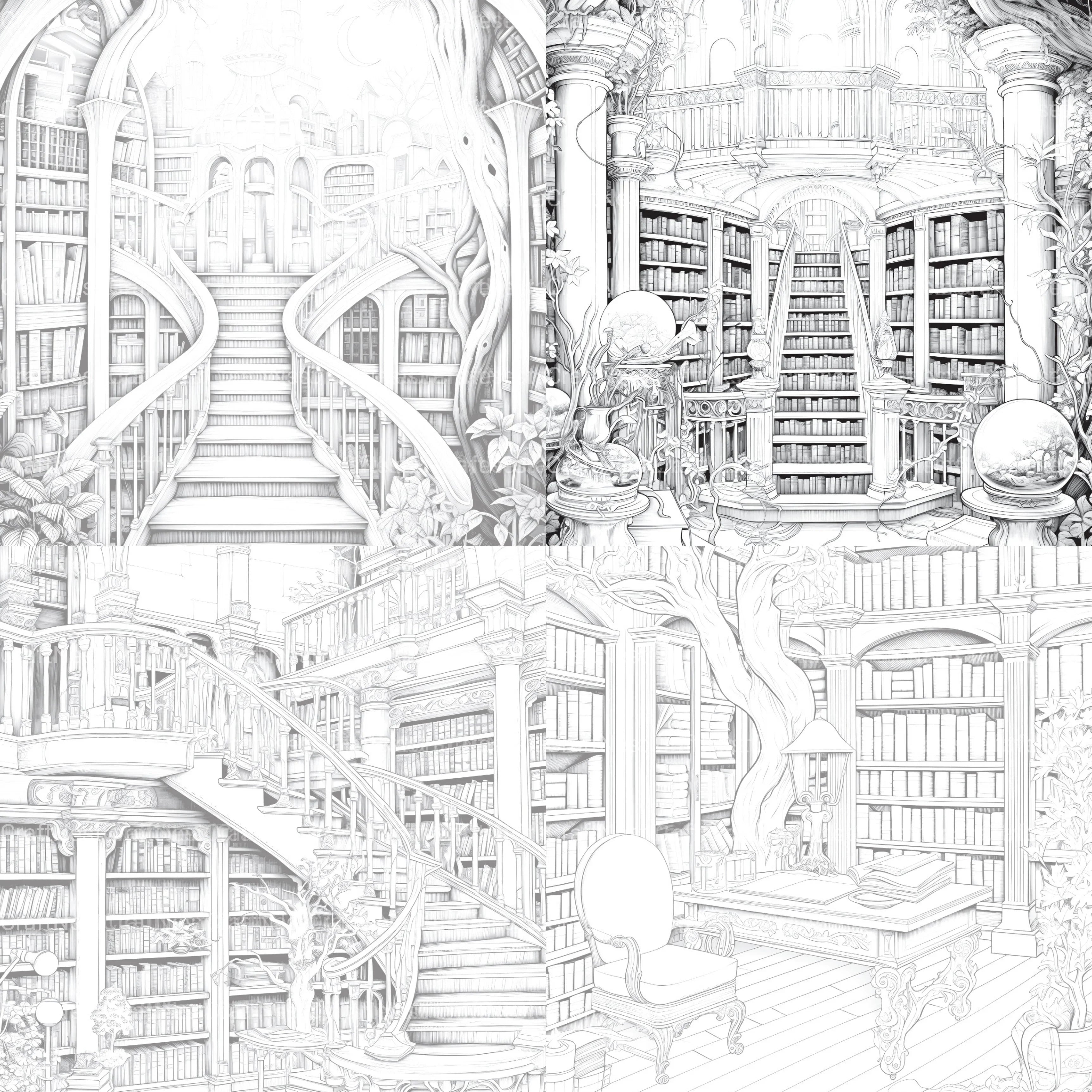 Enchanted Library Coloring Book - CraftNest - Digital Crafting and Art