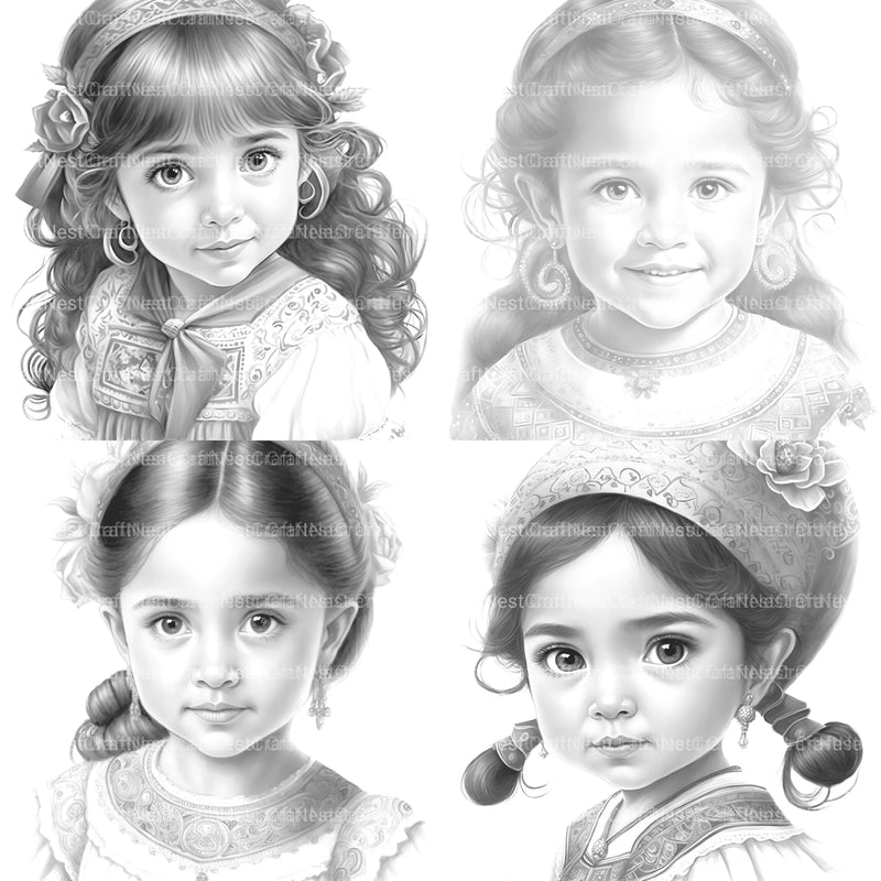 Cute Mexican Girl Coloring Book - CraftNest - Digital Crafting and Art
