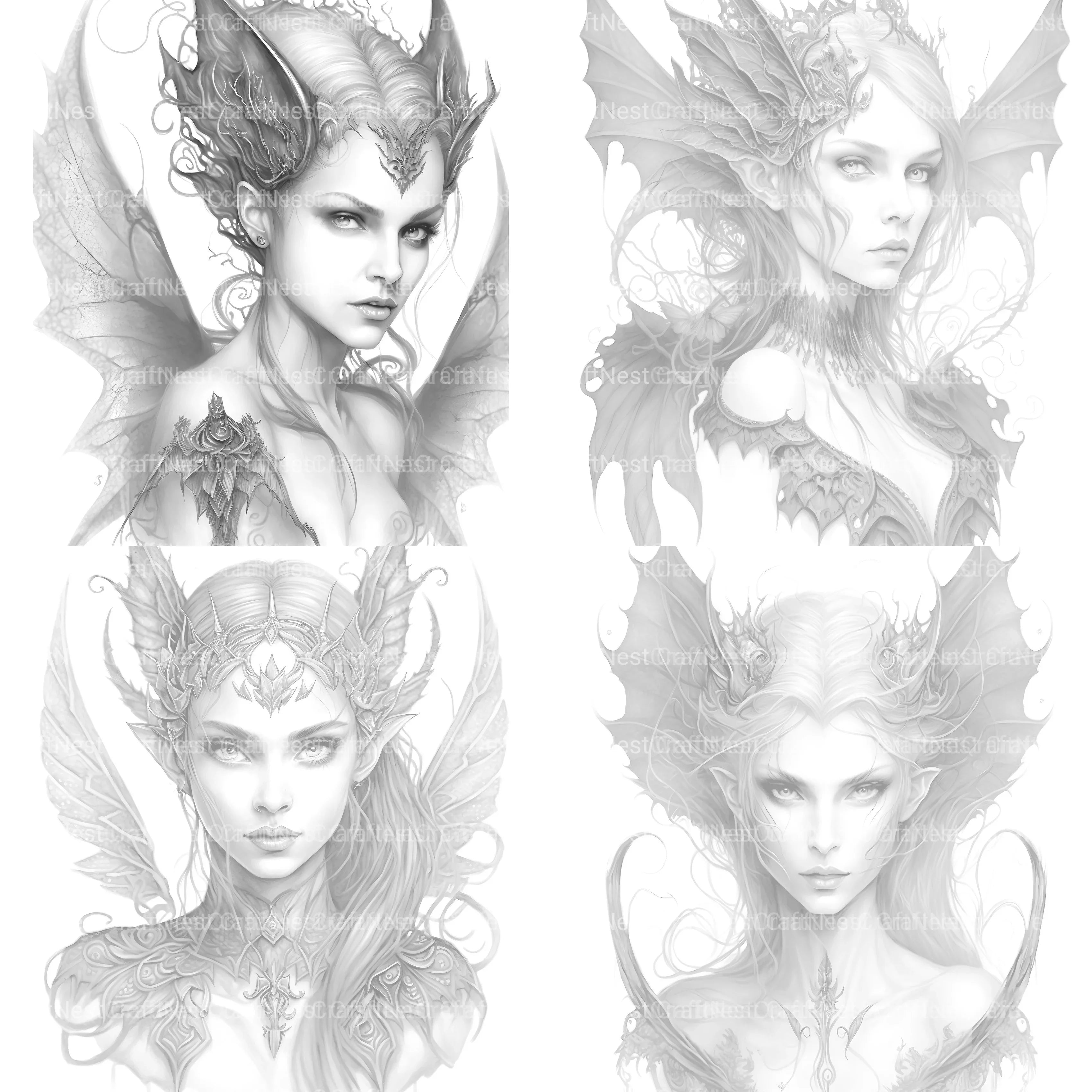 Dark Gothic Fairies Coloring Book - CraftNest - Digital Crafting and Art