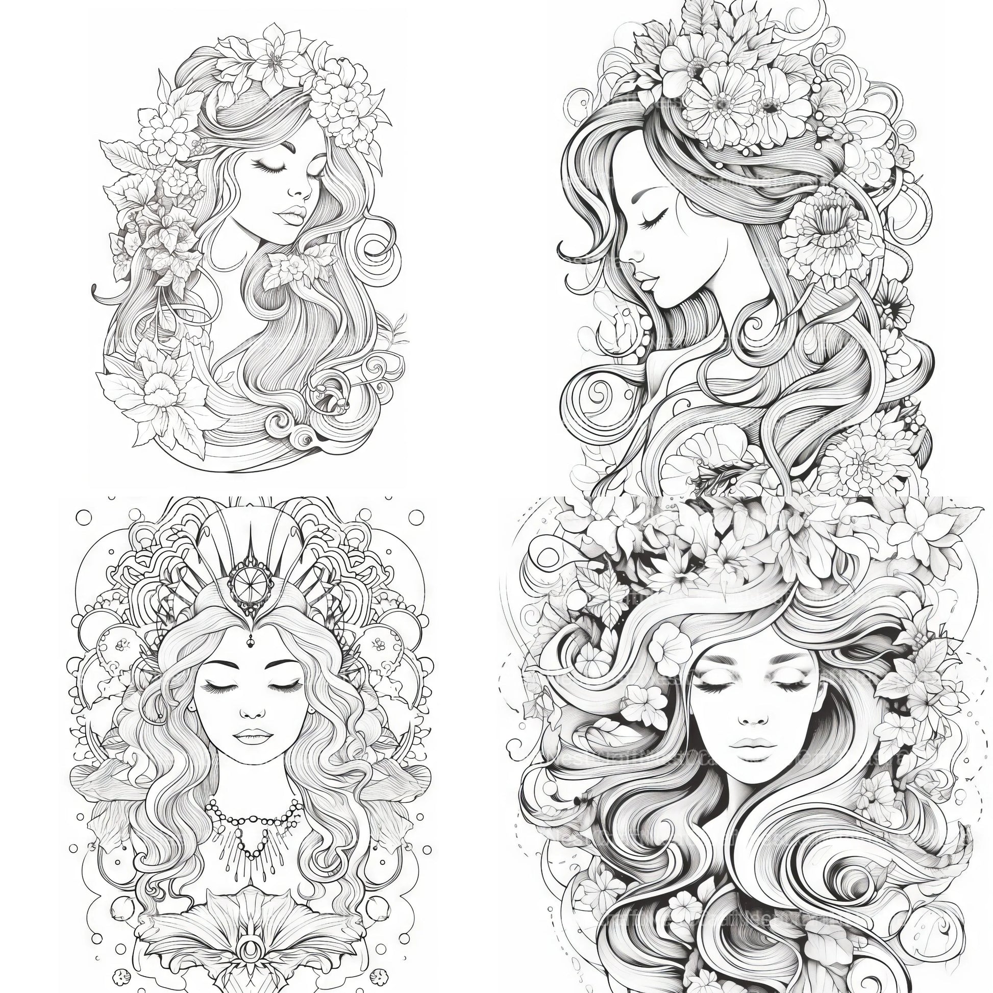 Femme Portrait Coloring Book - CraftNest - Digital Crafting and Art