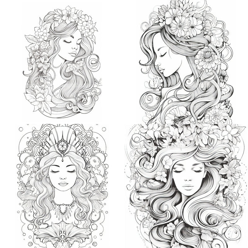 Femme Portrait Coloring Book - CraftNest - Digital Crafting and Art