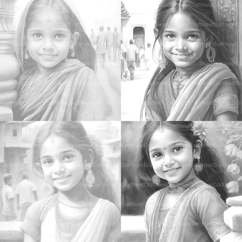 Indian Girl Coloring Book - CraftNest - Digital Crafting and Art