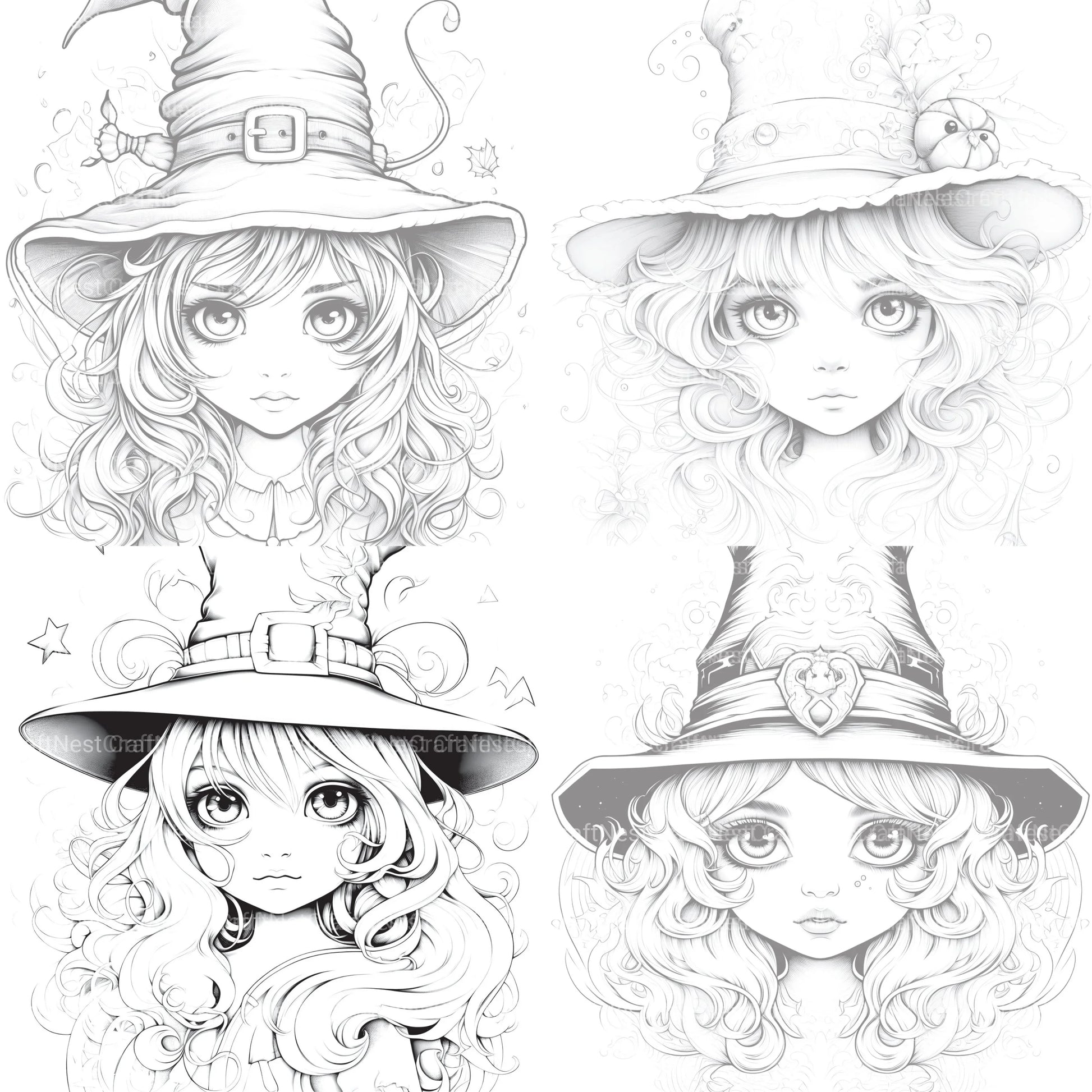 Cute Witch Coloring Book - CraftNest - Digital Crafting and Art