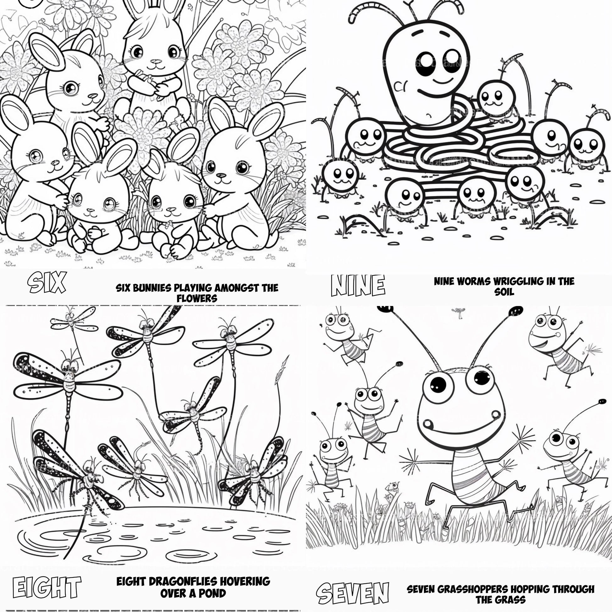 Bilingual Numbers Garden Coloring Book - CraftNest - Digital Crafting and Art