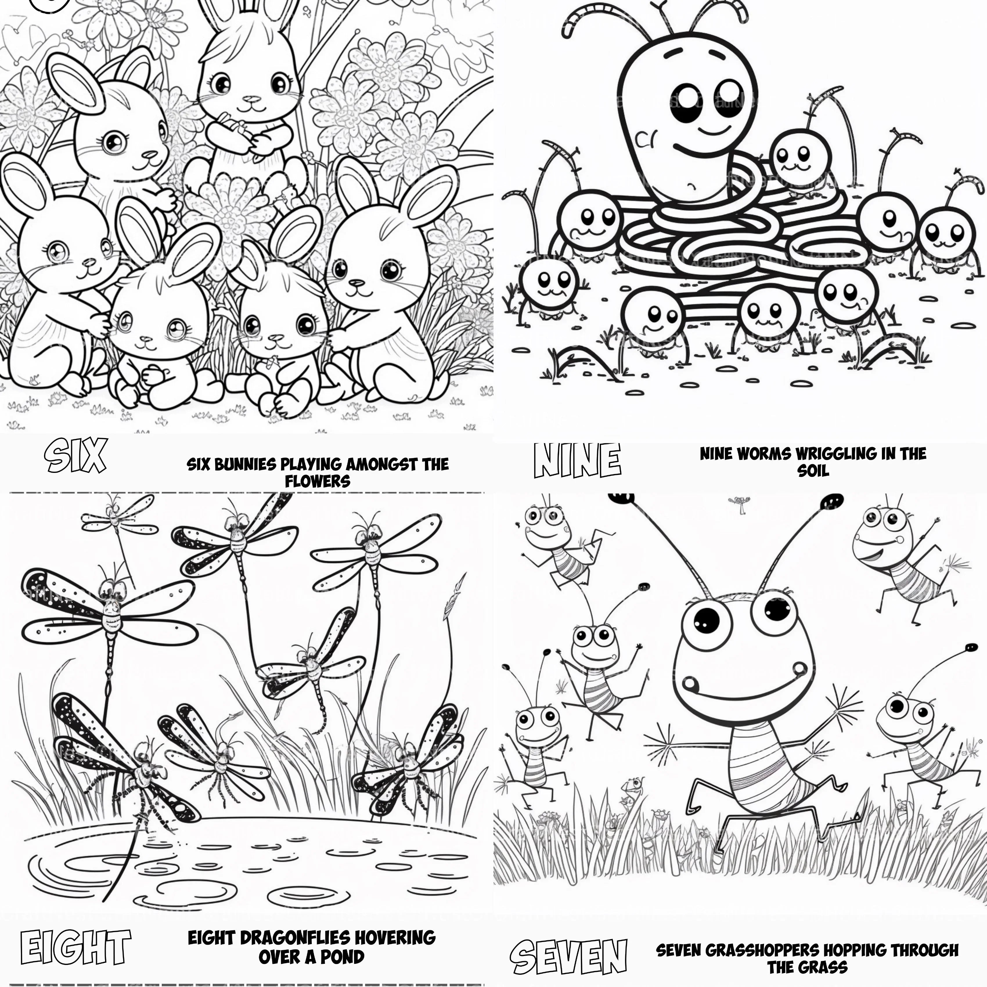 Bilingual Numbers Garden Coloring Book - CraftNest - Digital Crafting and Art