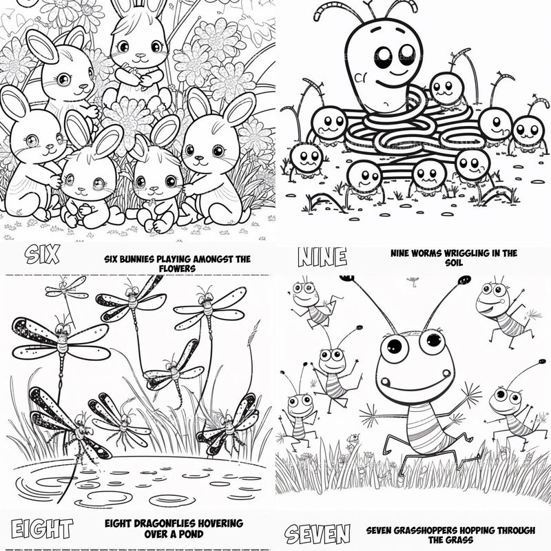 Bilingual Numbers Garden Coloring Book - CraftNest - Digital Crafting and Art